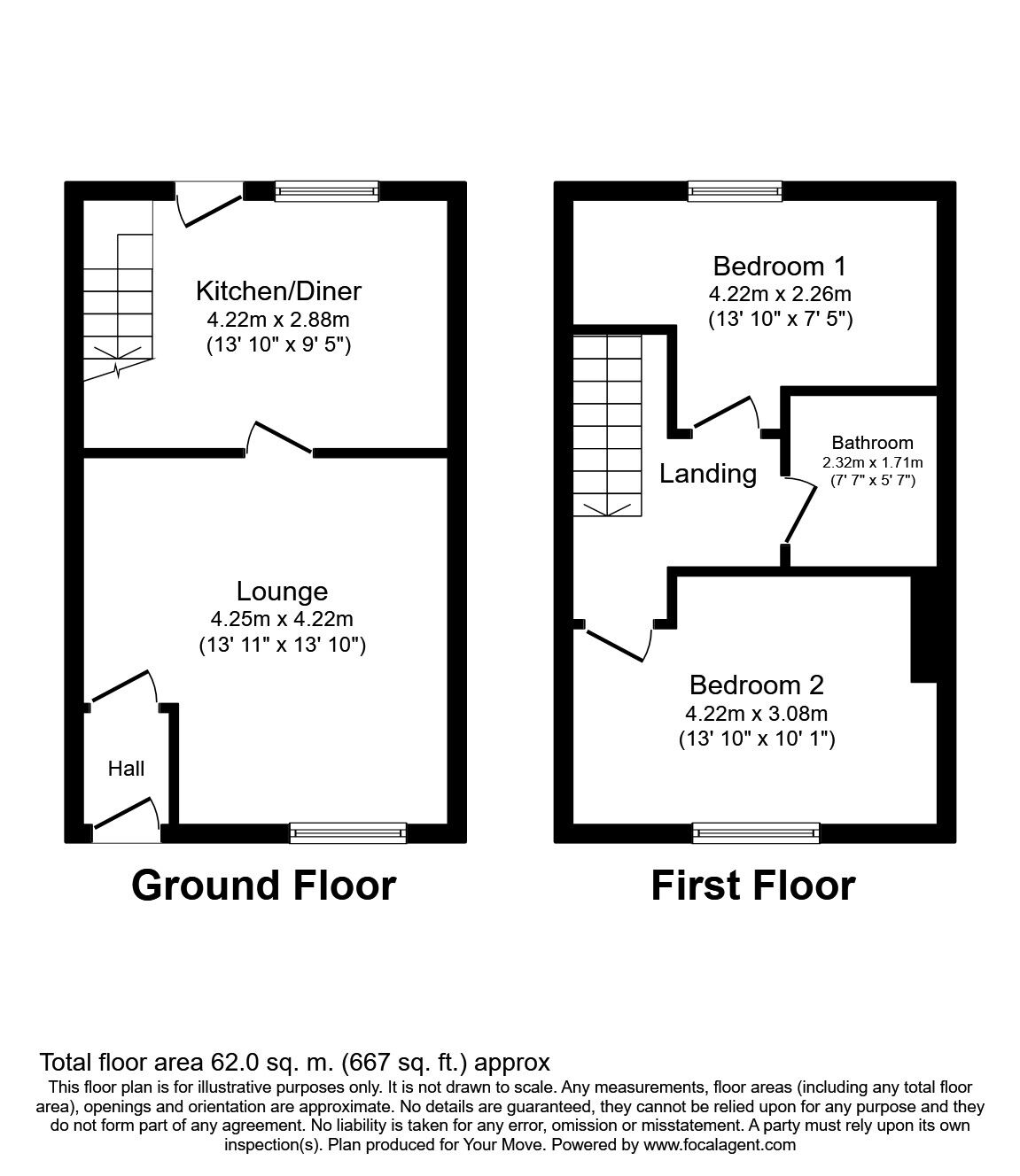 Floorplan of 2 bedroom Mid Terrace House to rent, Afghan Street, Oldham, OL1