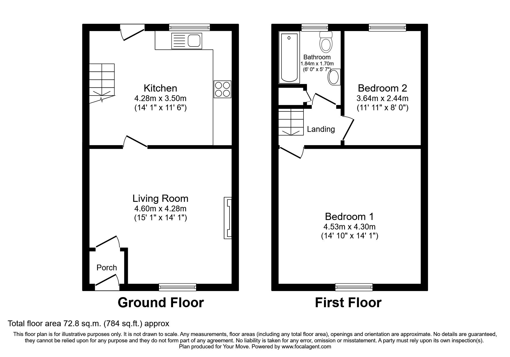 Floorplan of 2 bedroom Mid Terrace House for sale, Mosshey Street, Shaw, Greater Manchester, OL2