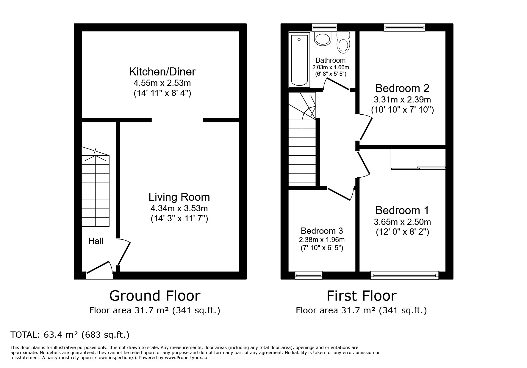 Floorplan of 3 bedroom Mid Terrace House for sale, Hawkshead Drive, Royton, Greater Manchester, OL2