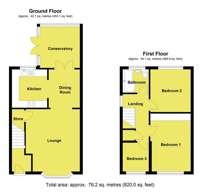 Floorplan of 3 bedroom Semi Detached House for sale, Crocus Drive, Royton, Greater Manchester, OL2