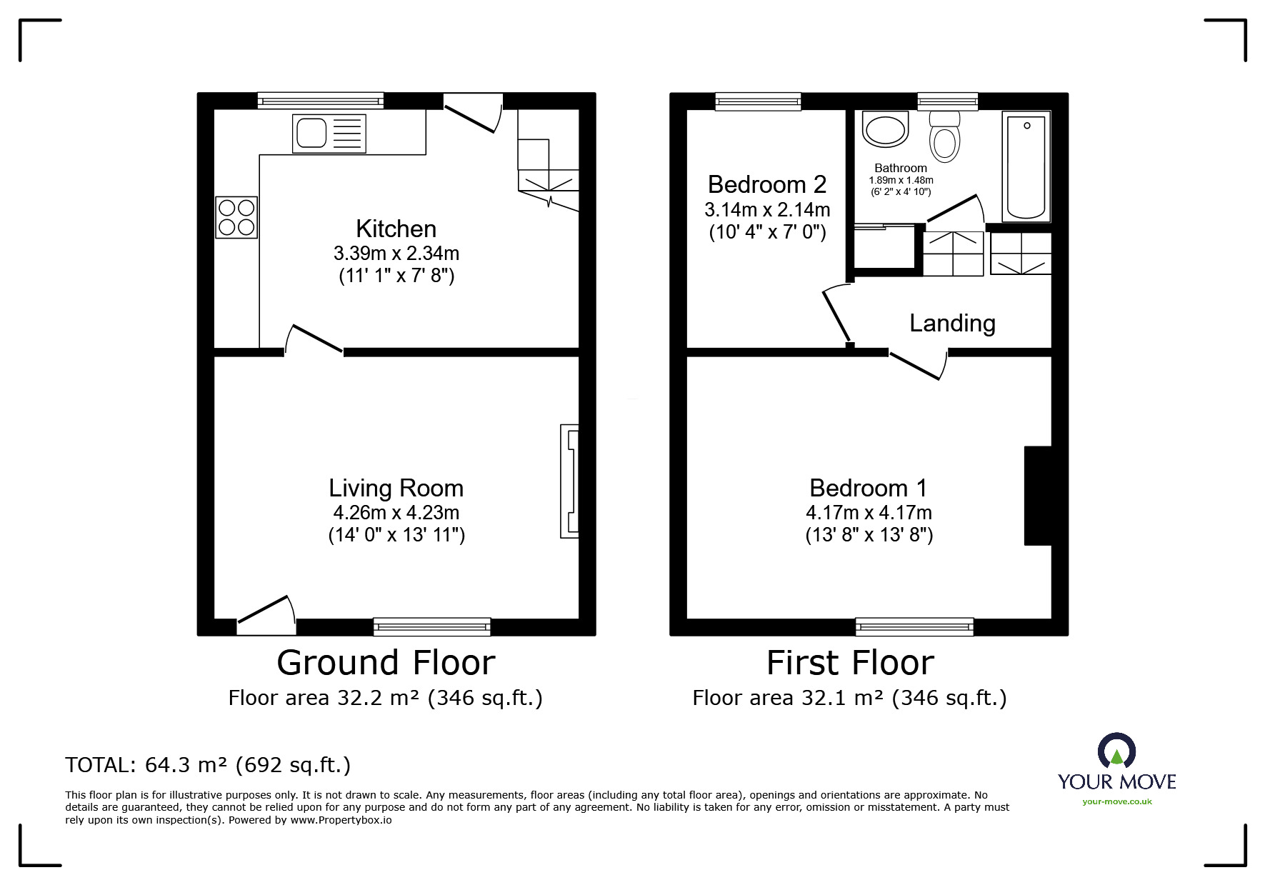 Floorplan of 2 bedroom Mid Terrace House for sale, Oldham Road, Rochdale, Greater Manchester, OL16