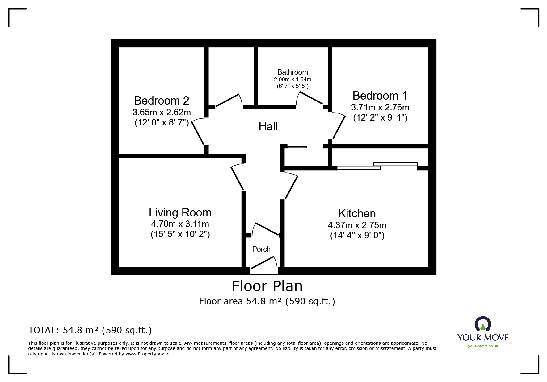 Floorplan of 2 bedroom Detached Bungalow for sale, Thorp View, Royton, Greater Manchester, OL2