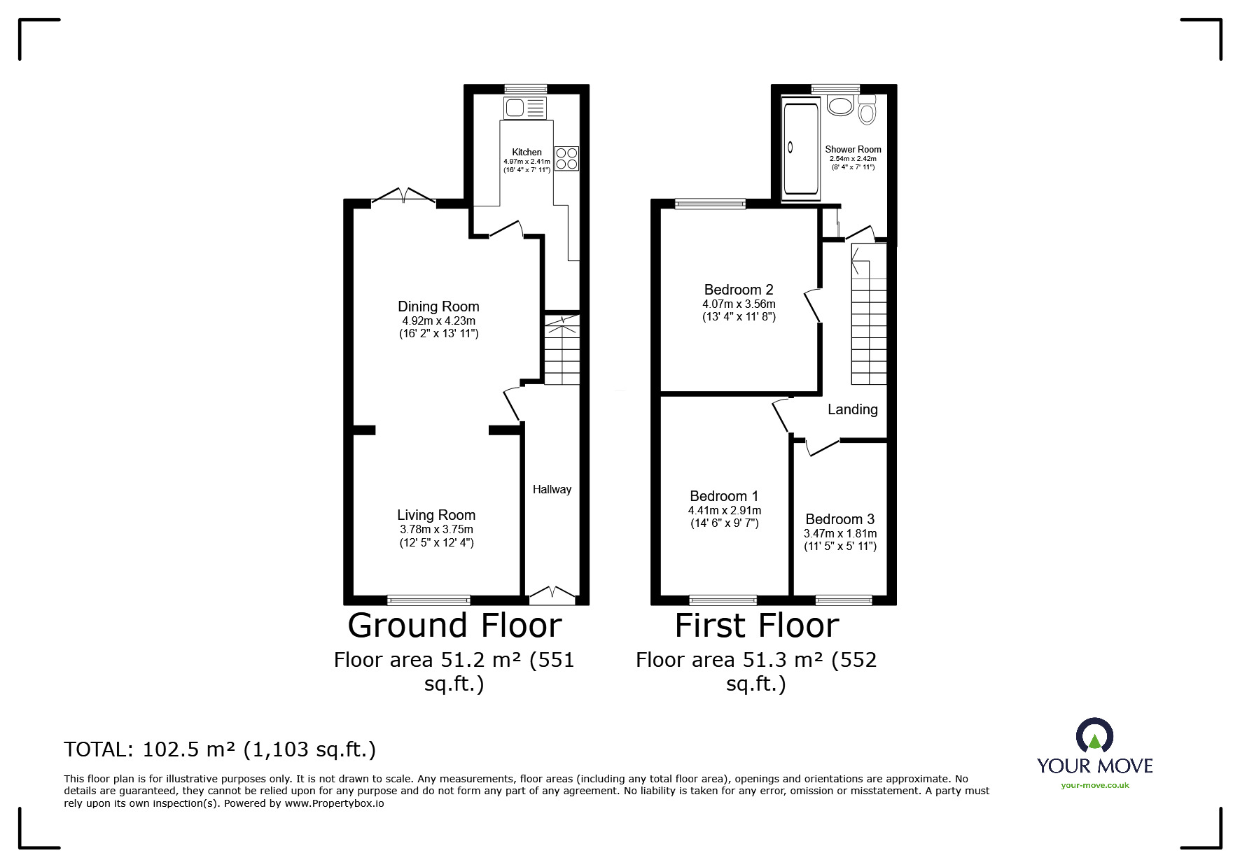 Floorplan of 3 bedroom Mid Terrace House for sale, Grains Road, Shaw, Greater Manchester, OL2