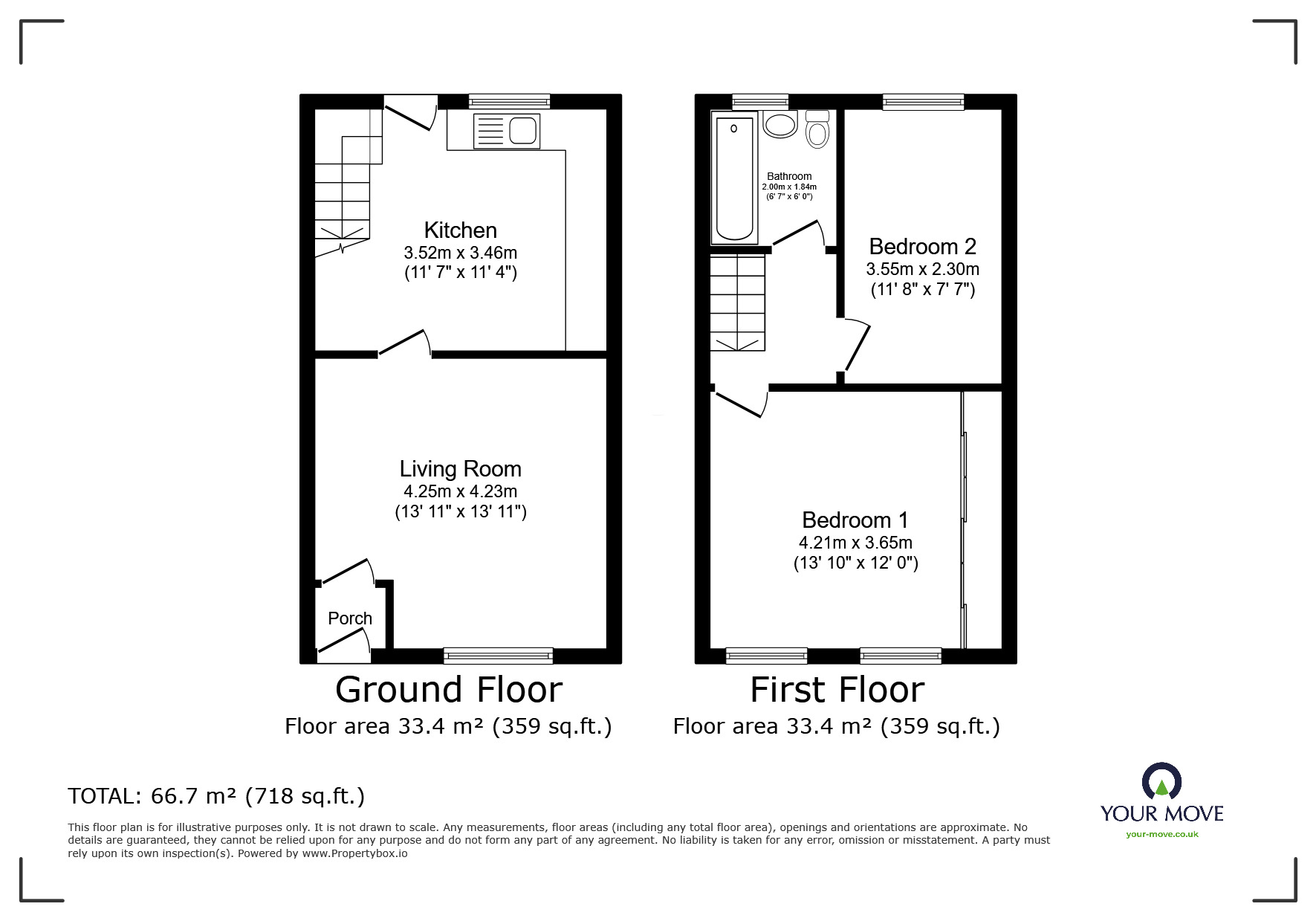 Floorplan of 2 bedroom Mid Terrace House for sale, Brunswick Street, Shaw, Greater Manchester, OL2