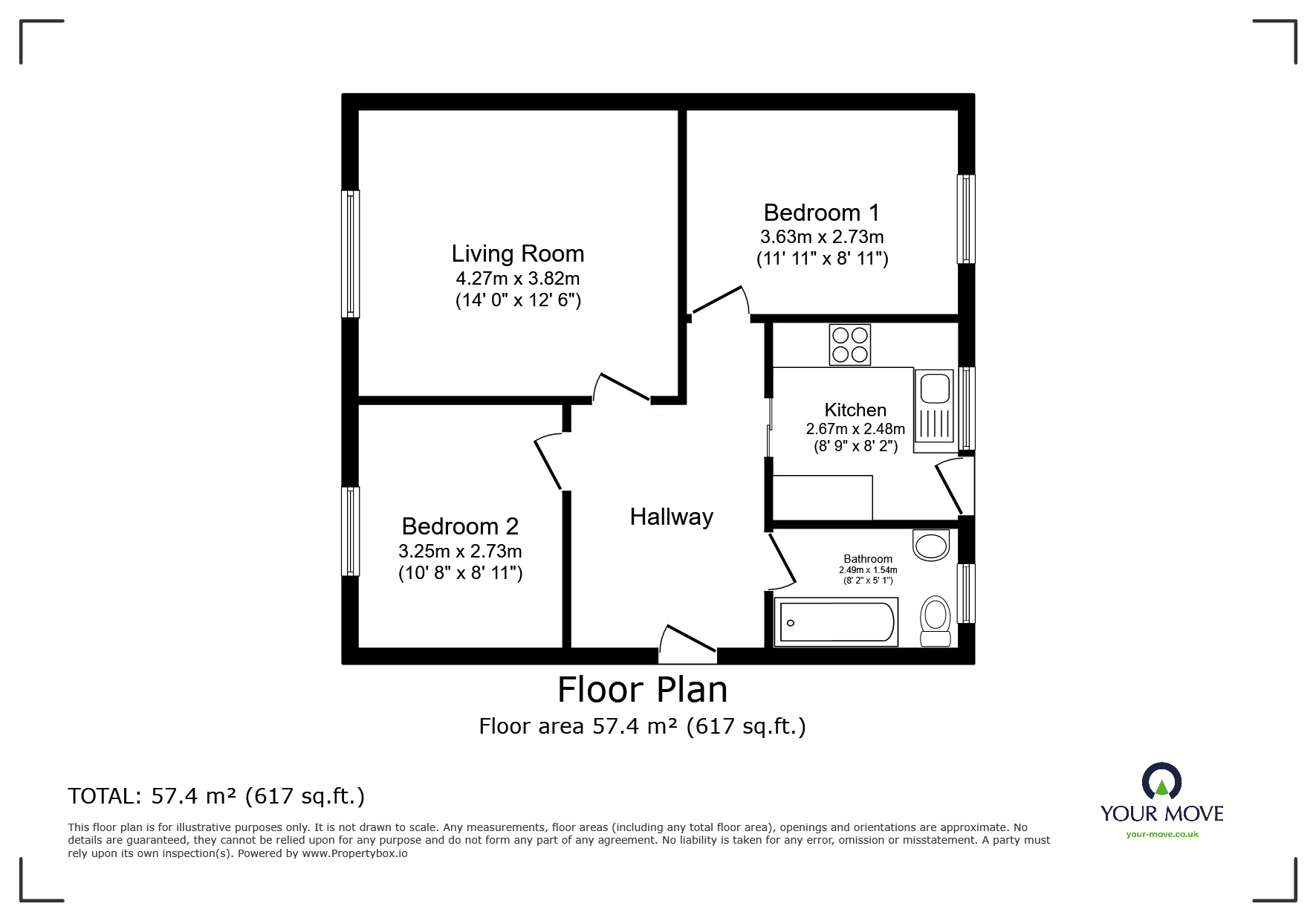 Floorplan of 2 bedroom Semi Detached Bungalow for sale, Chiltern Close, Shaw, Greater Manchester, OL2