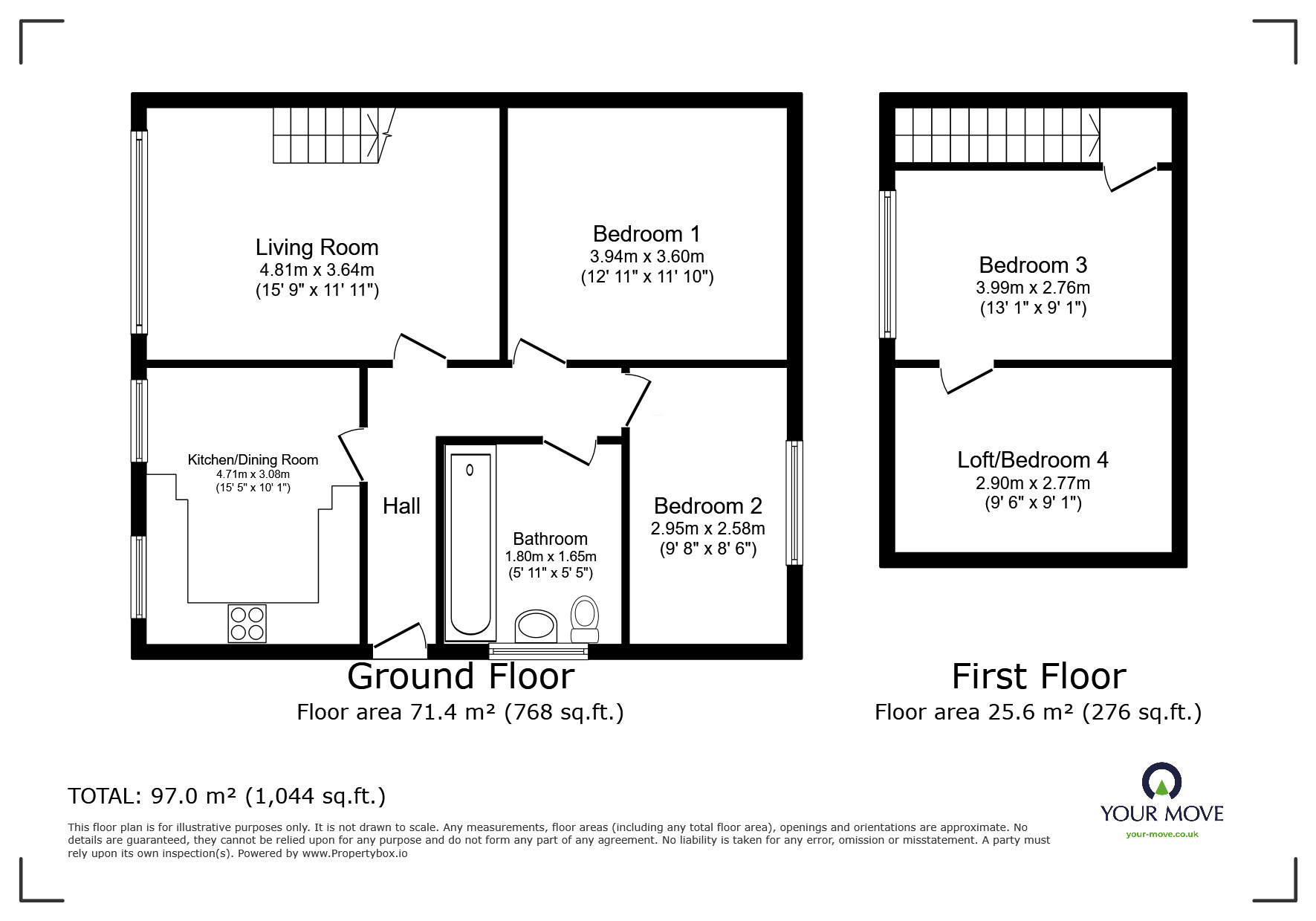 Floorplan of 3 bedroom Semi Detached Bungalow for sale, Helston Drive, Royton, Greater Manchester, OL2