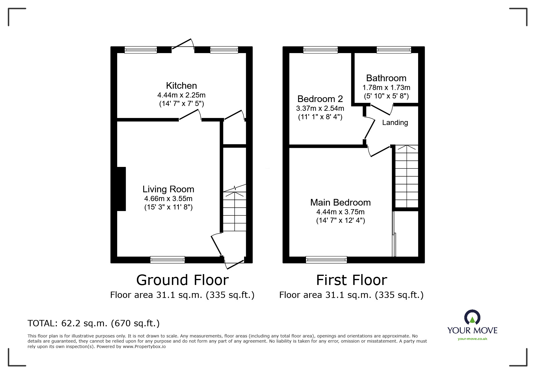 Floorplan of 2 bedroom Mid Terrace House for sale, Kestrel Avenue, Oldham, Greater Manchester, OL4