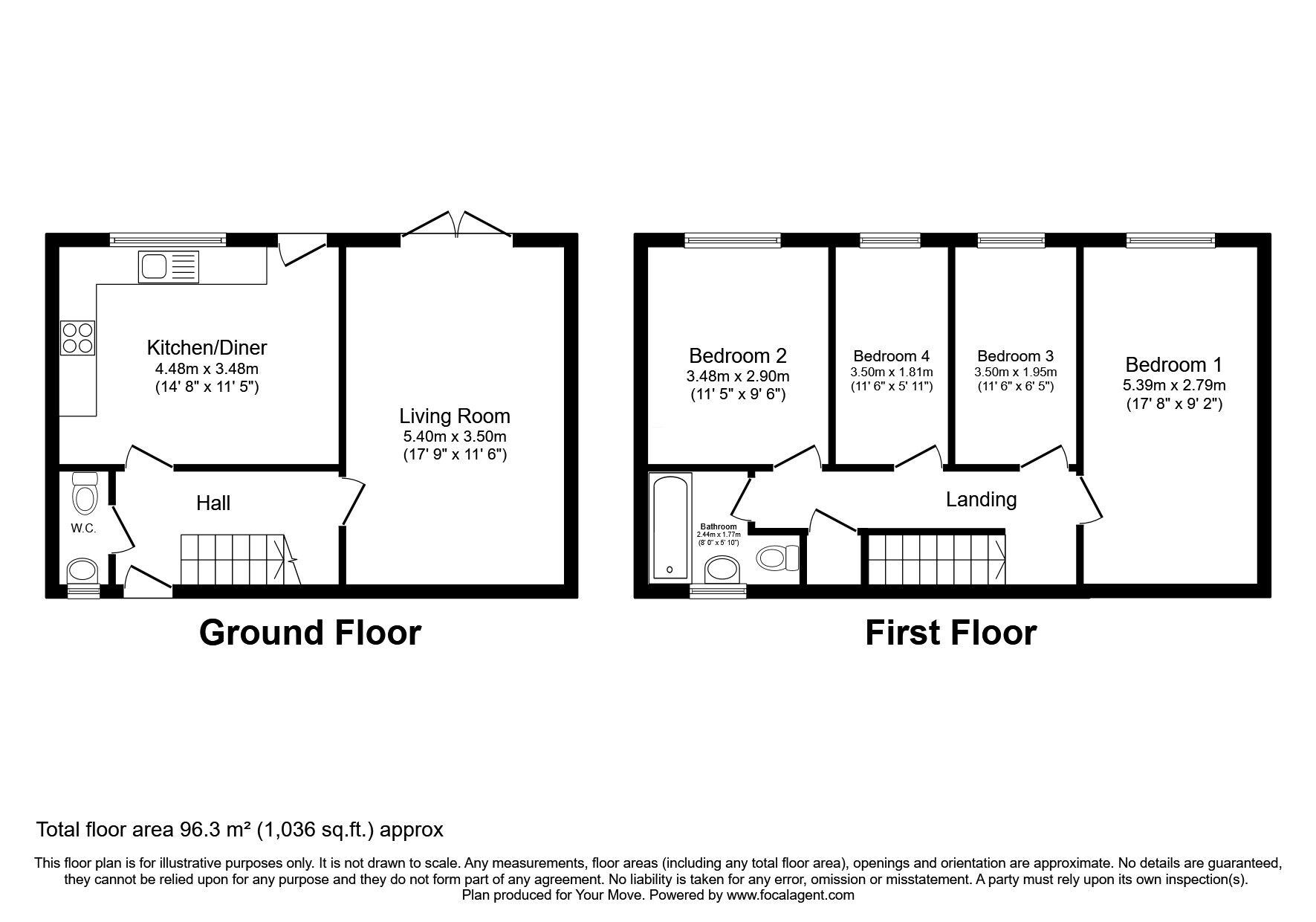 Floorplan of 4 bedroom Mid Terrace House for sale, Elmridge, Skelmersdale, Lancashire, WN8