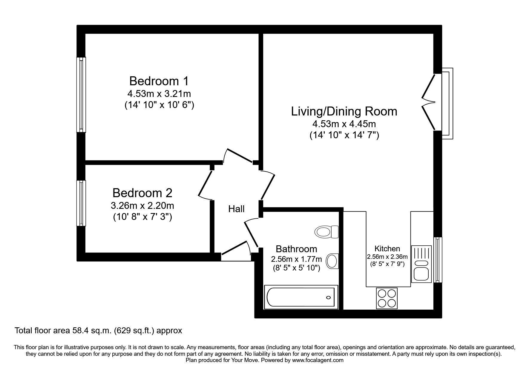 Floorplan of 2 bedroom  Flat to rent, Parkside Avenue, Skelmersdale, Lancashire, WN8