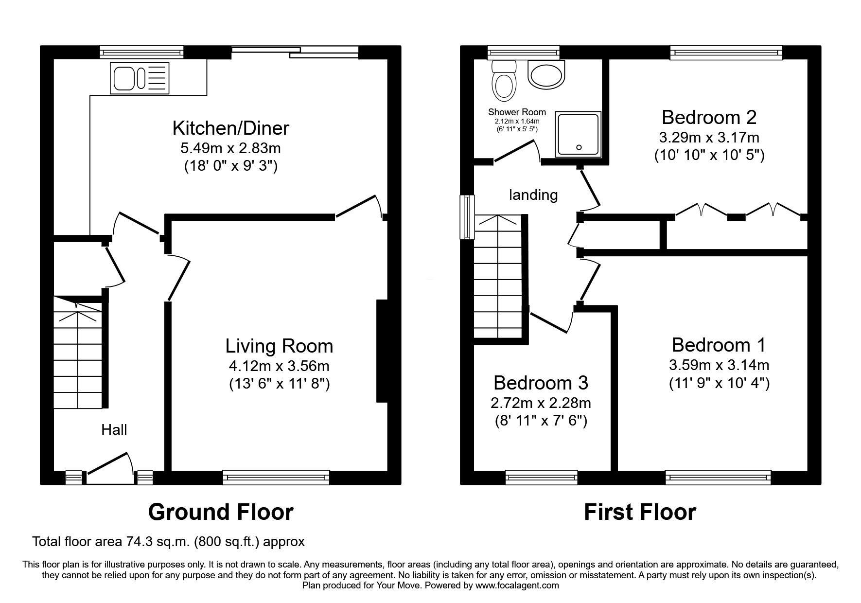 Floorplan of 3 bedroom Semi Detached House for sale, Tiverton Avenue, Skelmersdale, Lancashire, WN8