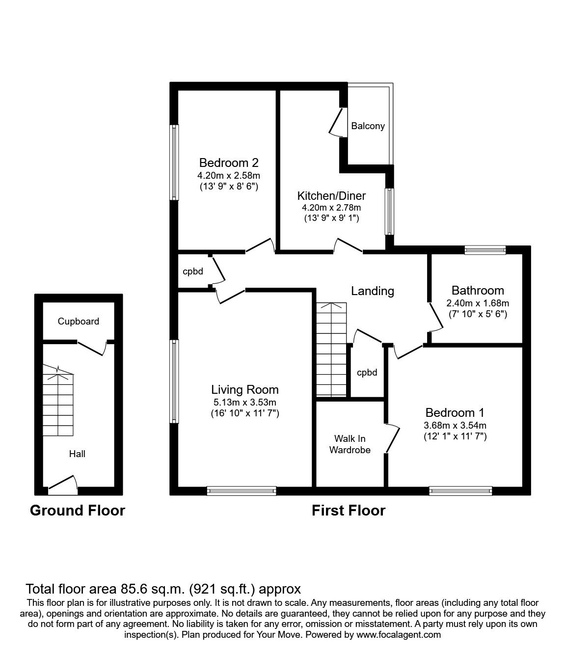 Floorplan of 2 bedroom End Terrace Flat for sale, Rose Crescent, Skelmersdale, Lancashire, WN8