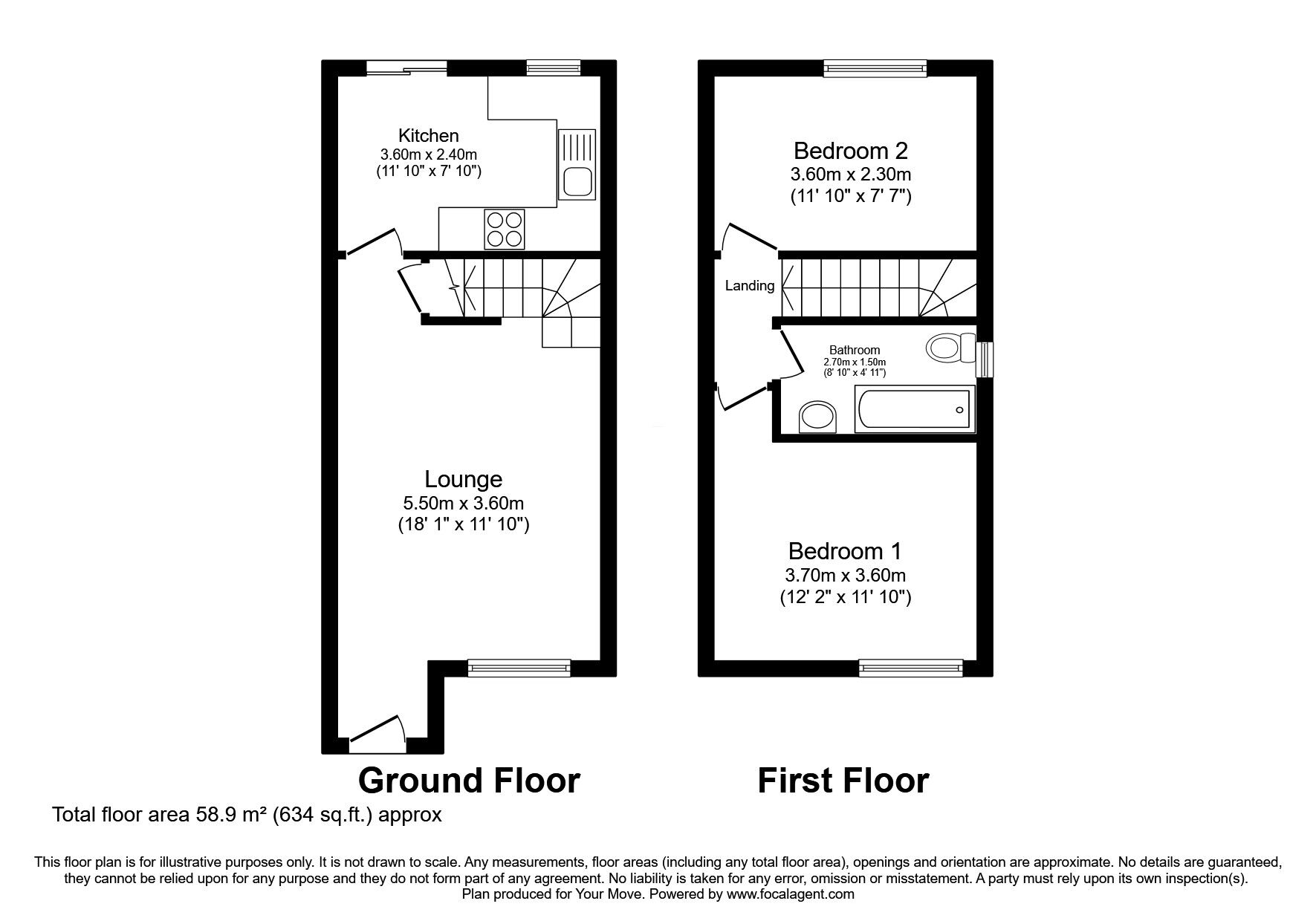 Floorplan of 2 bedroom Semi Detached House for sale, Amber Gardens, Hindley, Greater Manchester, WN2