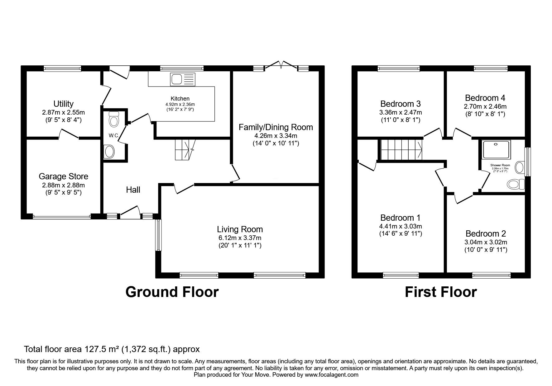 Floorplan of 4 bedroom Detached House for sale, Eastleigh, Skelmersdale, Lancashire, WN8