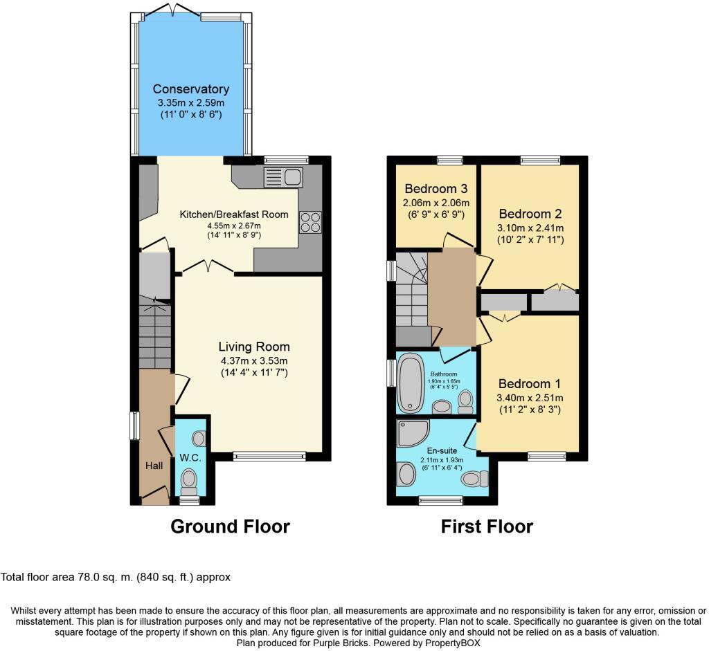 Floorplan of 3 bedroom Semi Detached House for sale, De Haviland Way, Skelmersdale, Lancashire, WN8