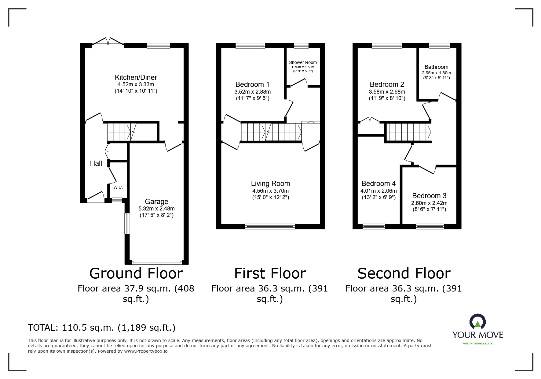 Floorplan of 4 bedroom Mid Terrace House for sale, Berry Close, Skelmersdale, Lancashire, WN8