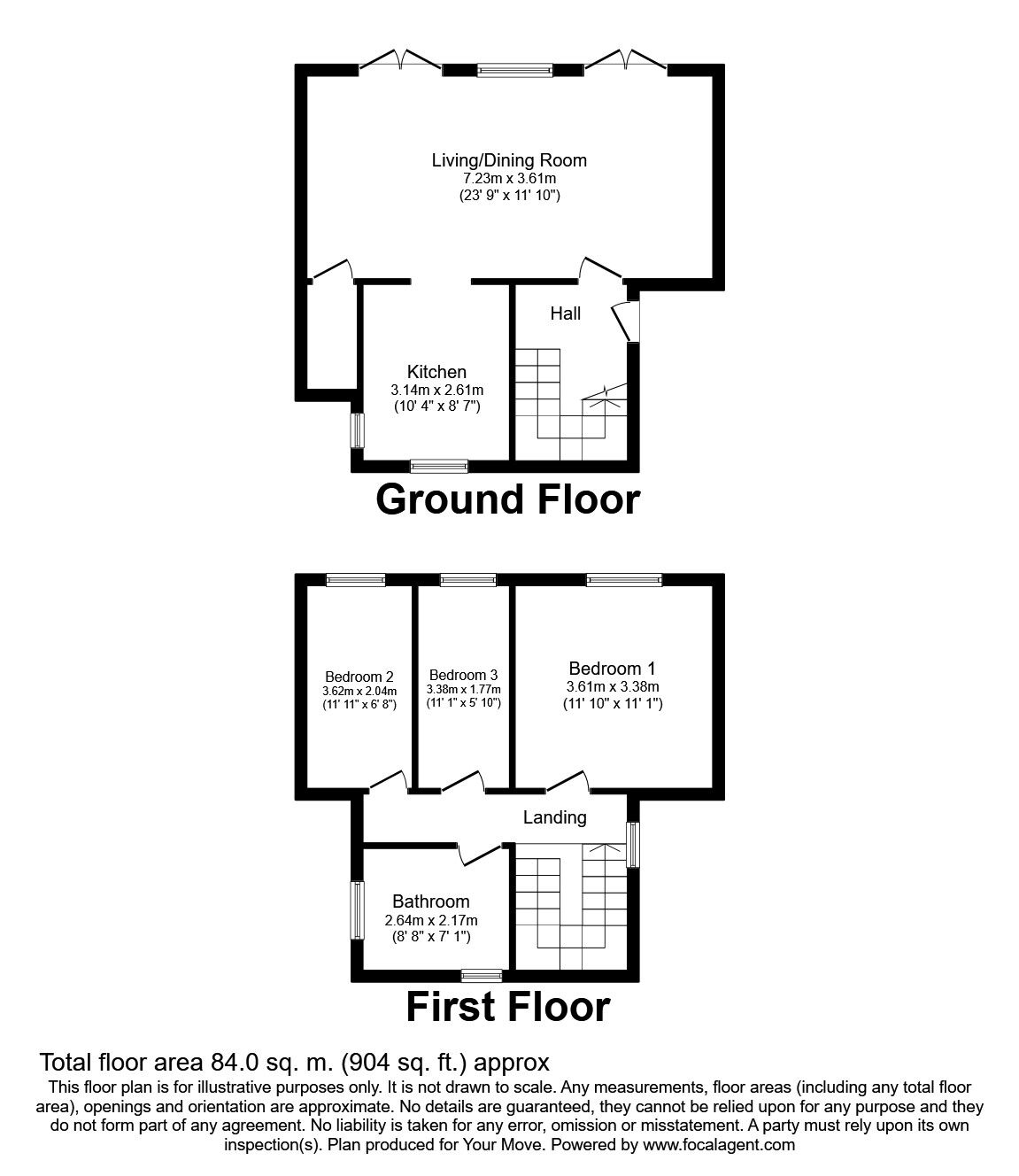 Floorplan of 3 bedroom Mid Terrace House for sale, Alderley, Skelmersdale, Lancashire, WN8