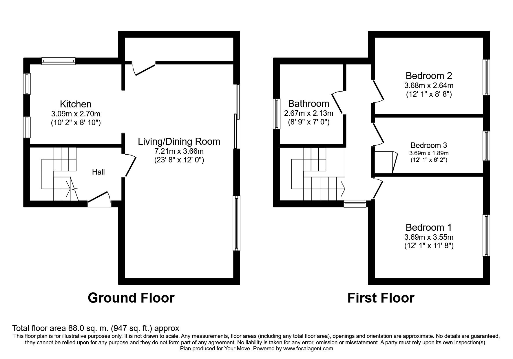 Floorplan of 3 bedroom Mid Terrace House for sale, Alderley, Skelmersdale, Lancashire, WN8