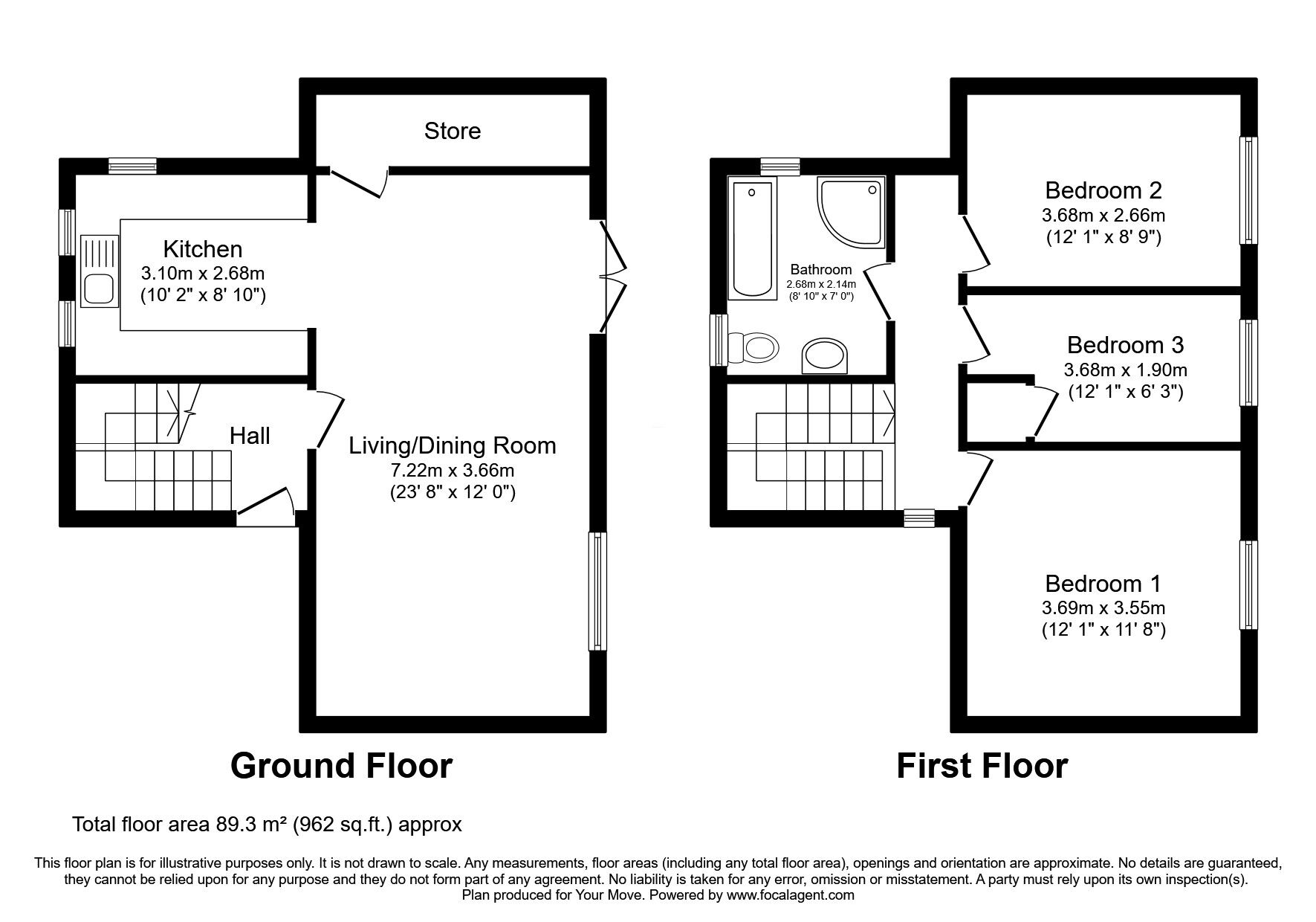 Floorplan of 3 bedroom Mid Terrace House for sale, Alderley, Skelmersdale, Lancashire, WN8