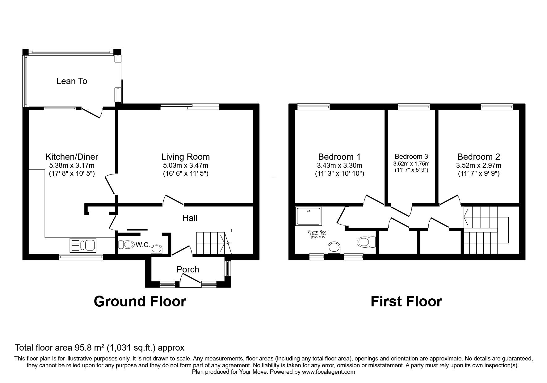 Floorplan of 3 bedroom End Terrace House for sale, Yewdale, Skelmersdale, Lancashire, WN8