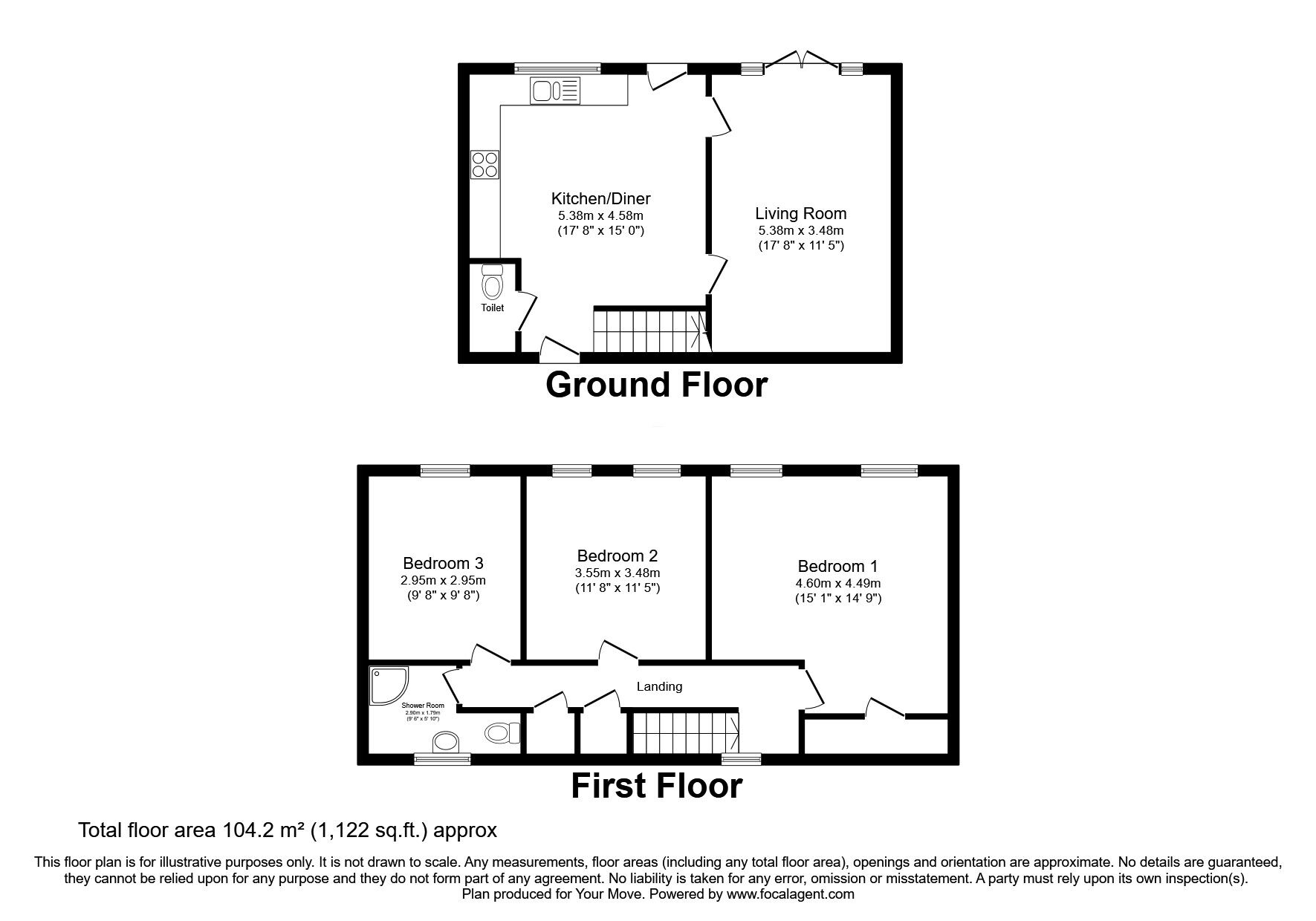 Floorplan of 3 bedroom Mid Terrace House for sale, Evenwood, Skelmersdale, Lancashire, WN8