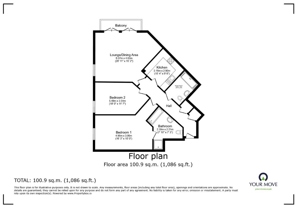 Floorplan of 2 bedroom  Flat to rent, The Dell, Southampton, SO15