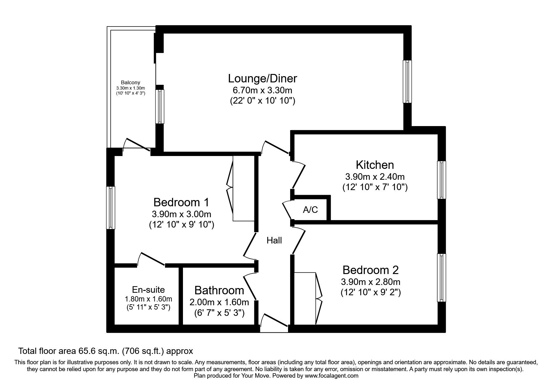 Floorplan of 2 bedroom  Flat to rent, Flat 2 Wessex Court 23 Westwood Roa, Southampton, SO17