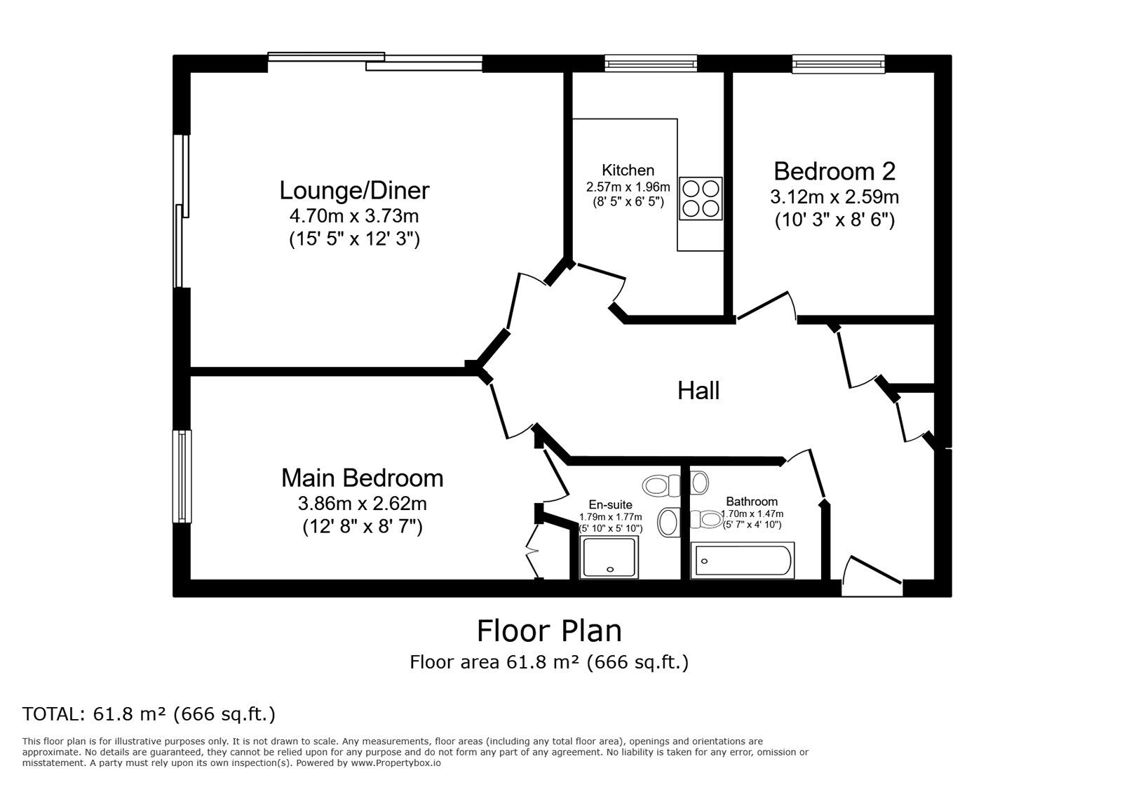 Floorplan of 2 bedroom  Flat for sale, Carpathia Drive, Southampton, Hampshire, SO14