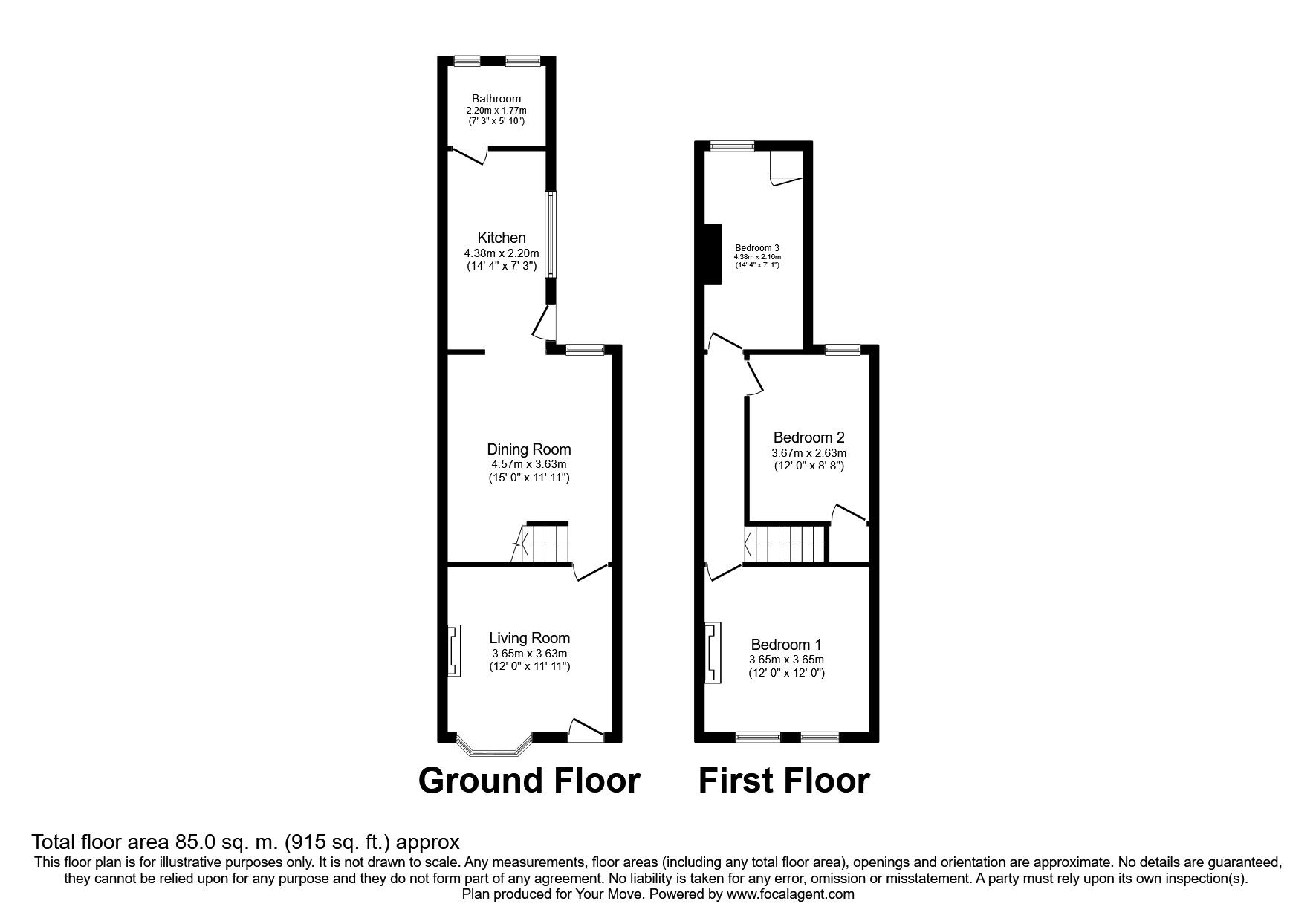 Floorplan of 3 bedroom Mid Terrace House to rent, Darvill Road, Ropley, Hampshire, SO24