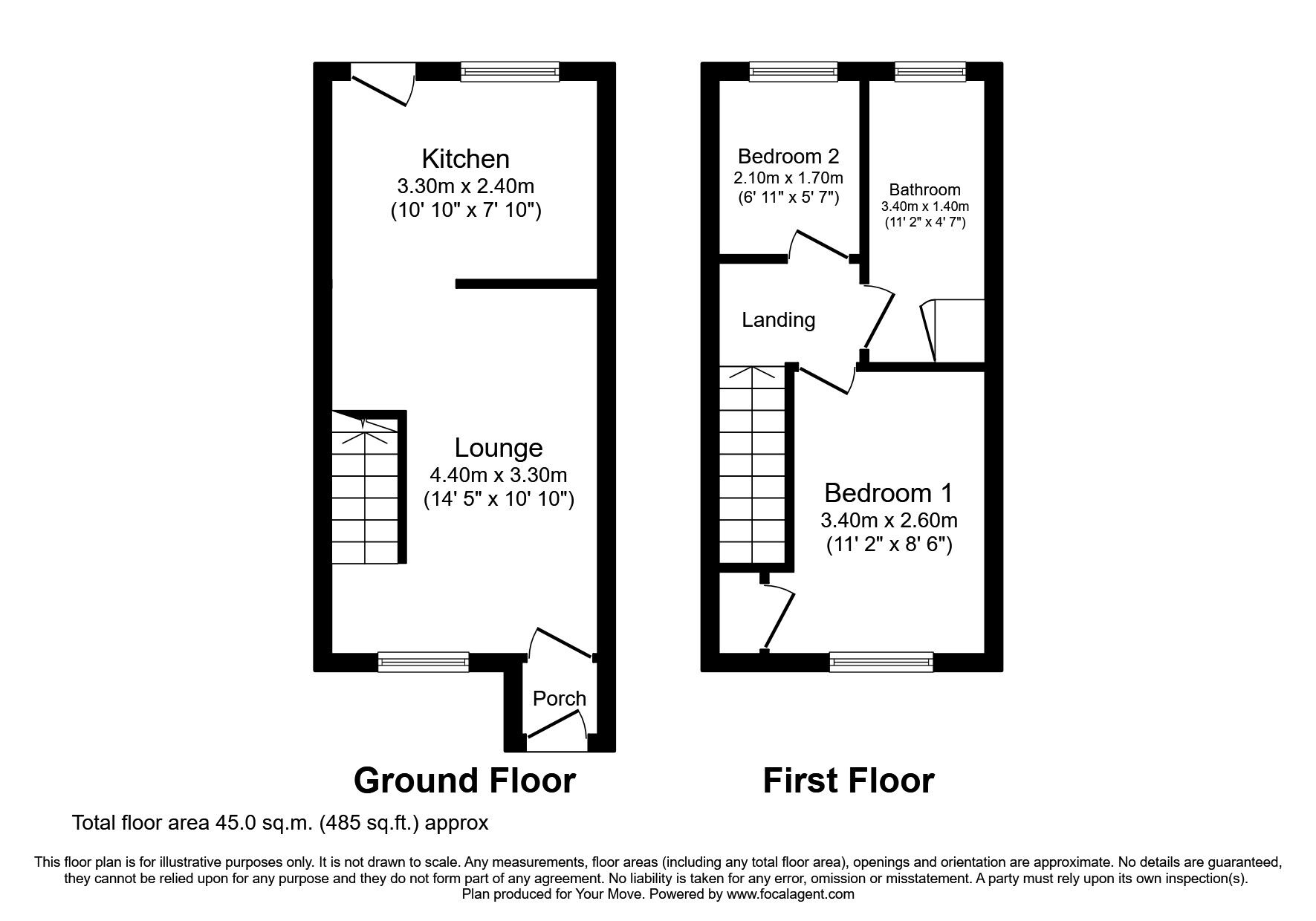 Floorplan of 2 bedroom Mid Terrace House to rent, Mayridge, Fareham, Hampshire, PO14