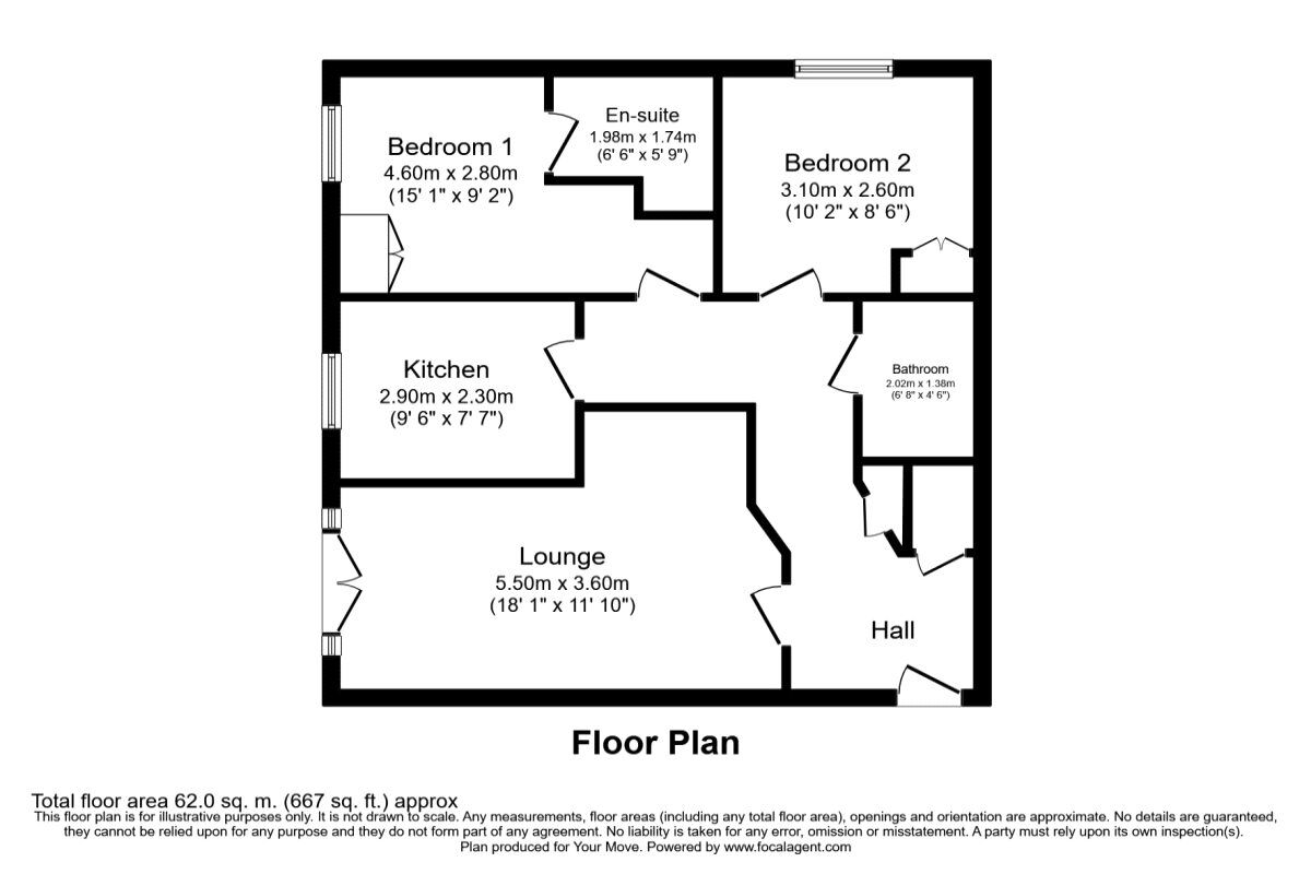 Floorplan of 2 bedroom  Flat for sale, Avro Court, Hamble, Hampshire, SO31