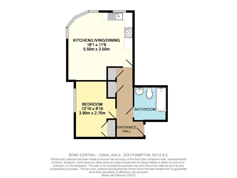 Floorplan of 1 bedroom Mid Terrace House for sale, Canal Walk, Southampton, Hampshire, SO14