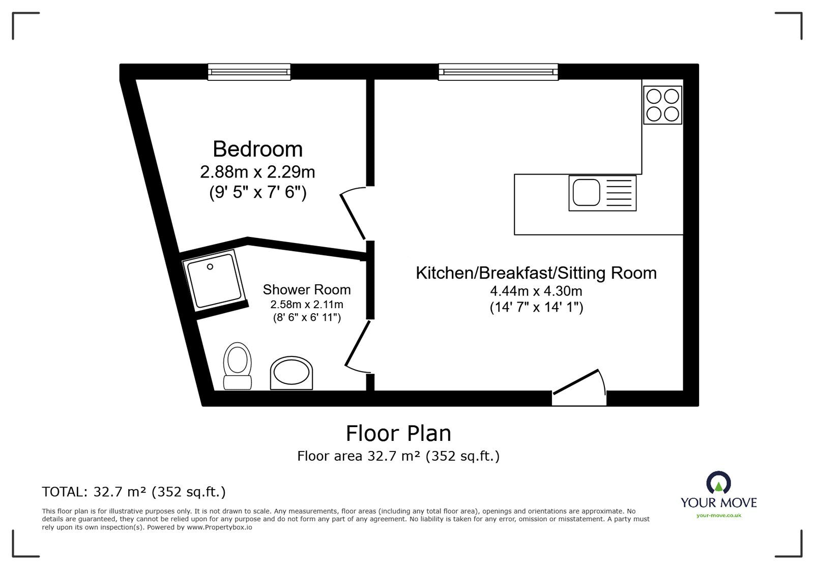 Floorplan of 1 bedroom  Flat for sale, Market Place, Romsey, Hampshire, SO51