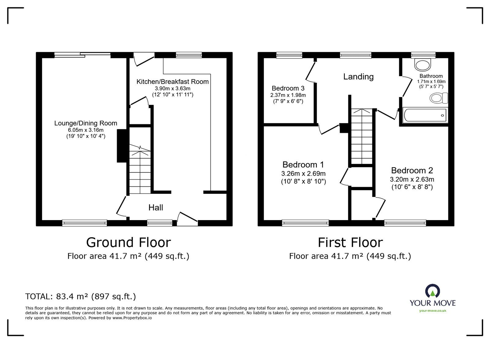 Floorplan of 3 bedroom Mid Terrace House for sale, Heywood Green, Southampton, Hampshire, SO19