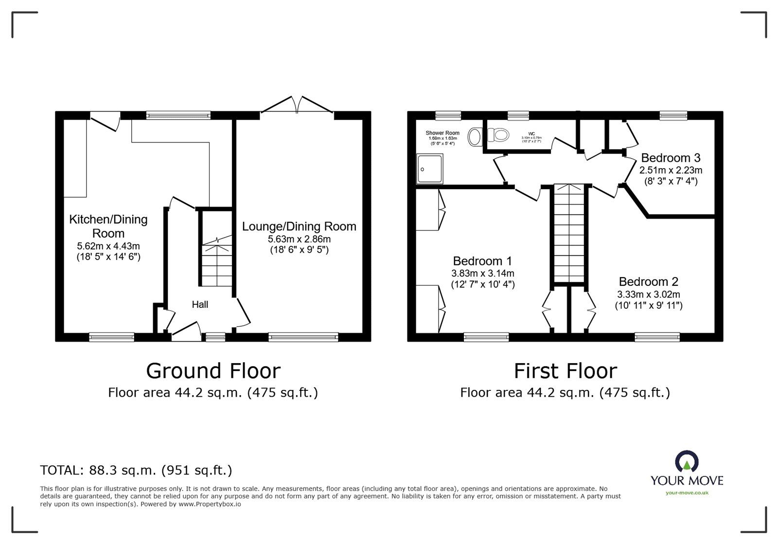 Floorplan of 3 bedroom End Terrace House for sale, Cuckmere Lane, Southampton, Hampshire, SO16