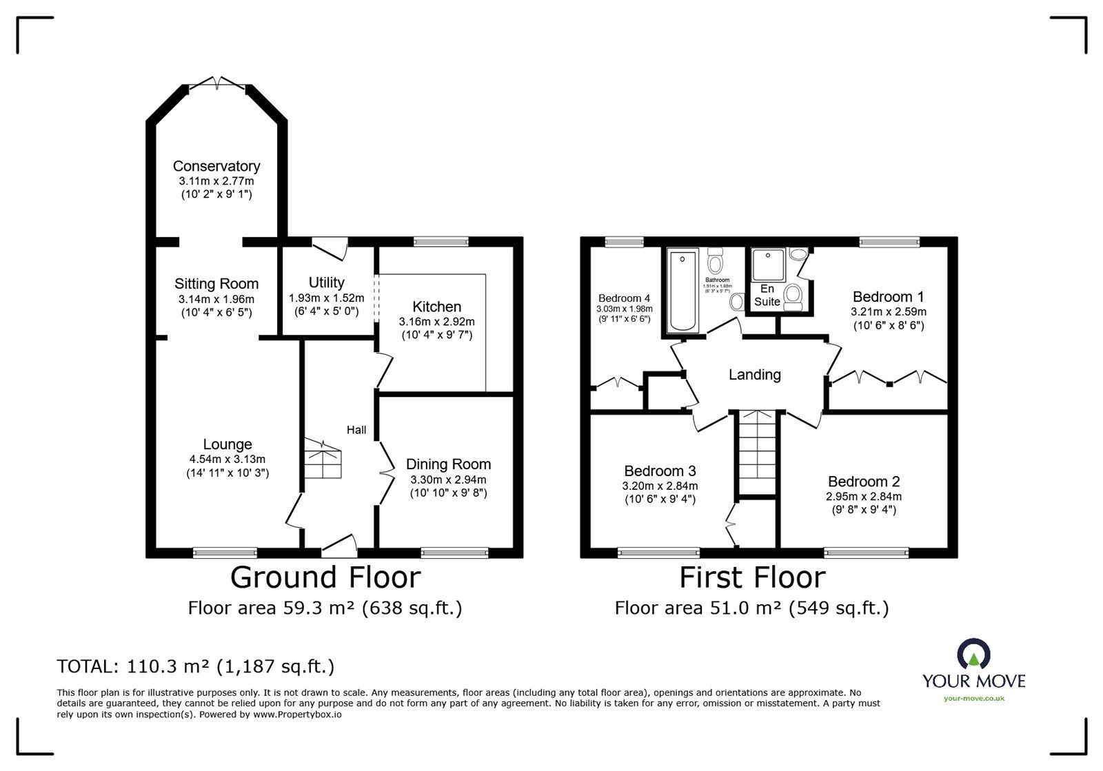 Floorplan of 4 bedroom Mid Terrace House for sale, Avro Court, Hamble, Hampshire, SO31