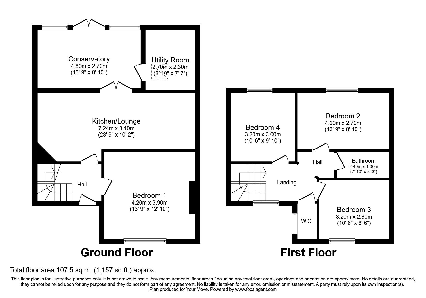 Floorplan of 4 bedroom Mid Terrace House to rent, Broadlands Road, Southampton, Hampshire, SO17