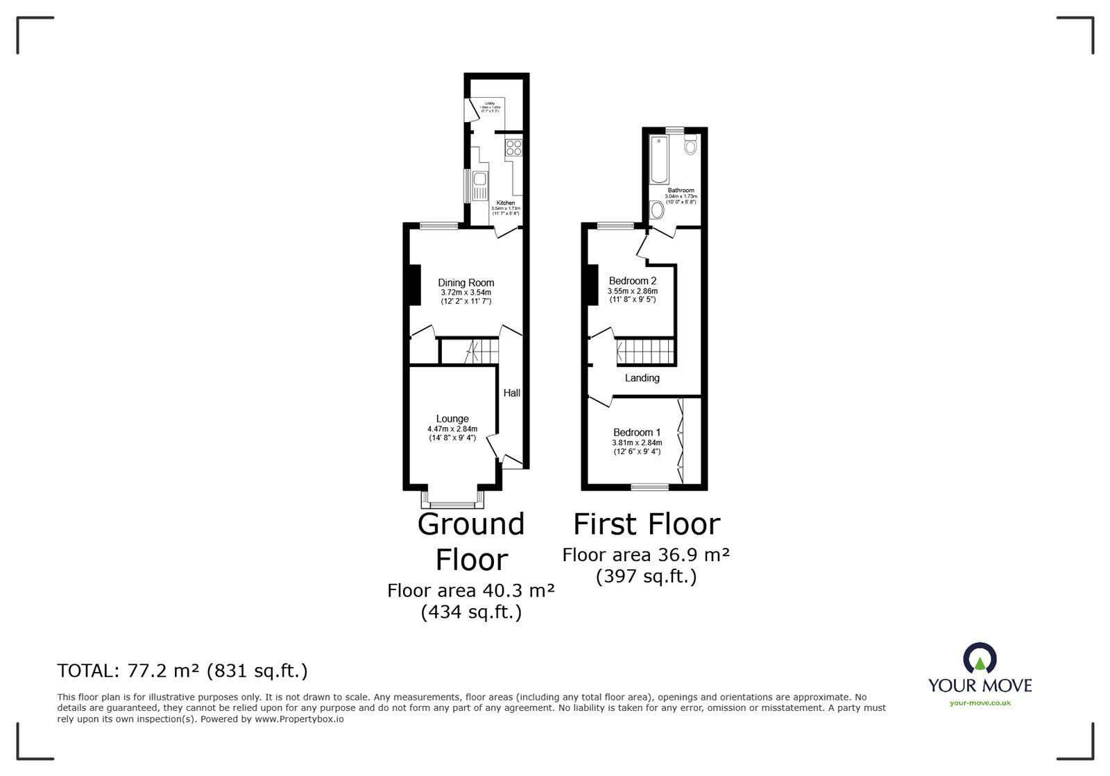 Floorplan of 2 bedroom Mid Terrace House for sale, Waterloo Road, Southampton, Hampshire, SO15