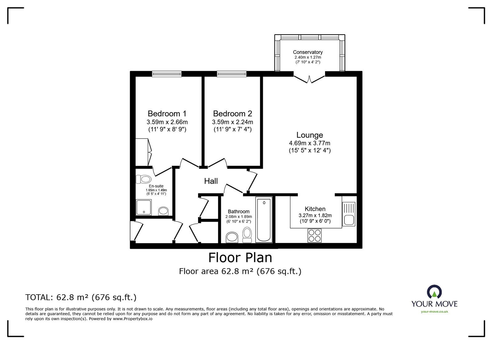 Floorplan of 2 bedroom  Flat for sale, White's Way, Hedge End, Hampshire, SO30