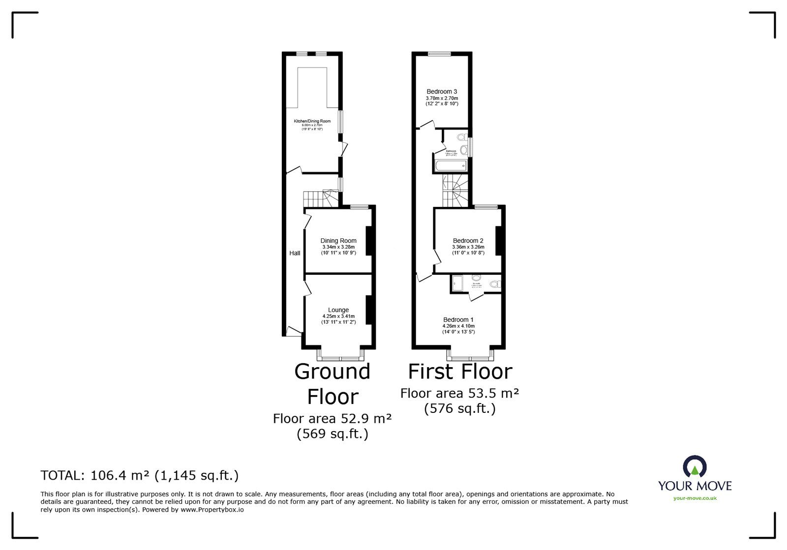 Floorplan of 3 bedroom Mid Terrace House for sale, Charlton Road, Southampton, Hampshire, SO15