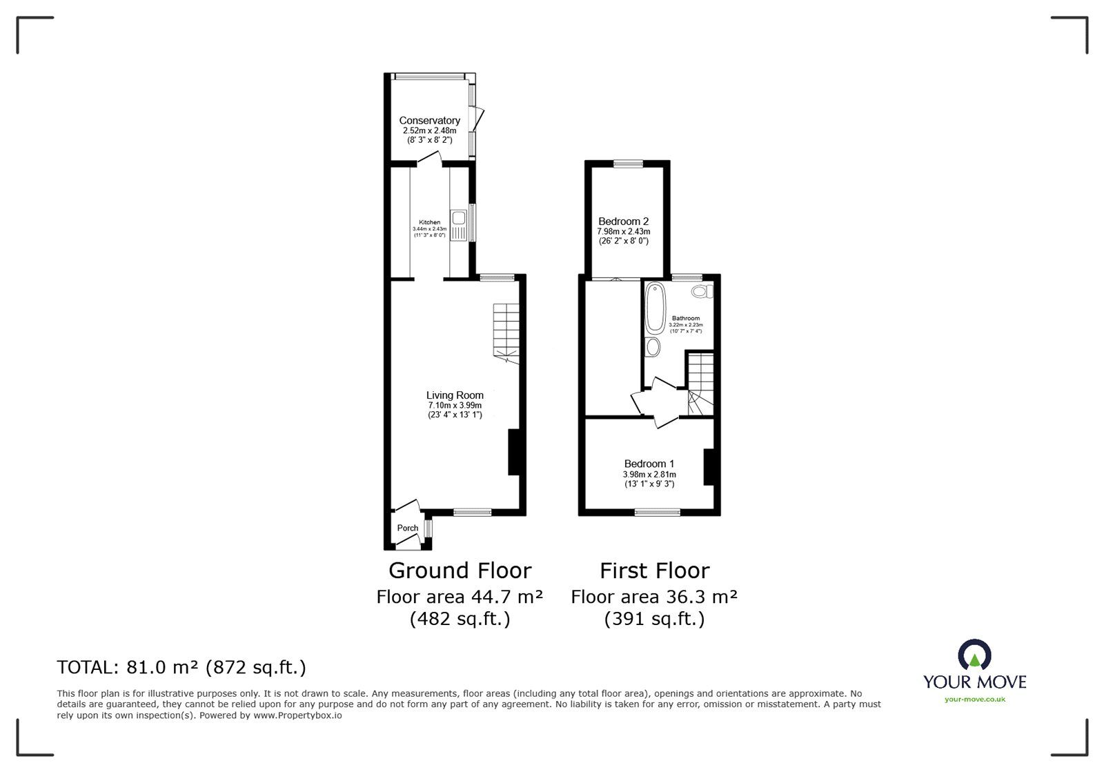 Floorplan of 2 bedroom Mid Terrace House for sale, Pointout Road, Southampton, Hampshire, SO16