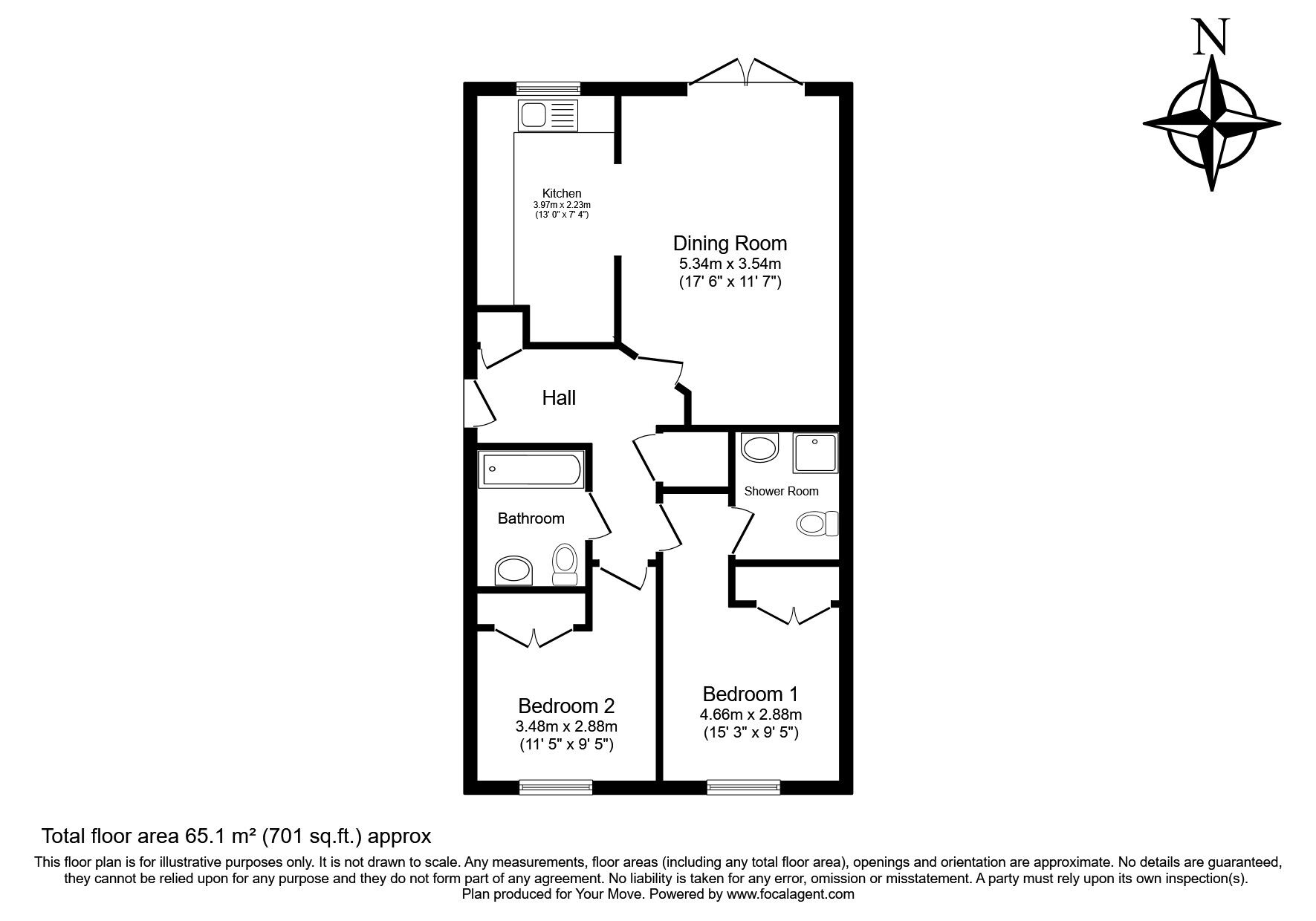 Floorplan of 2 bedroom  Flat for sale, Canute Road, Southampton, Hampshire, SO14