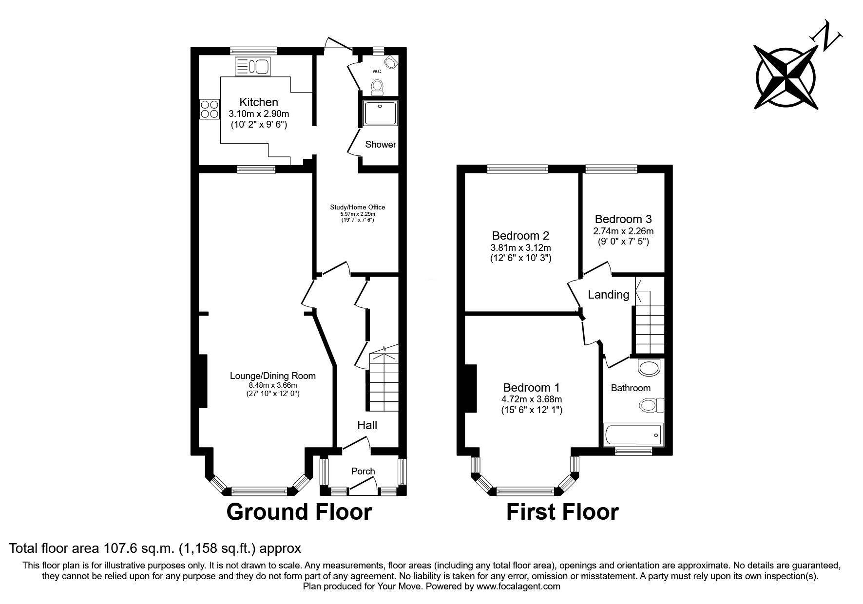 Floorplan of 3 bedroom Mid Terrace House for sale, Torquay Avenue, Southampton, Hampshire, SO15