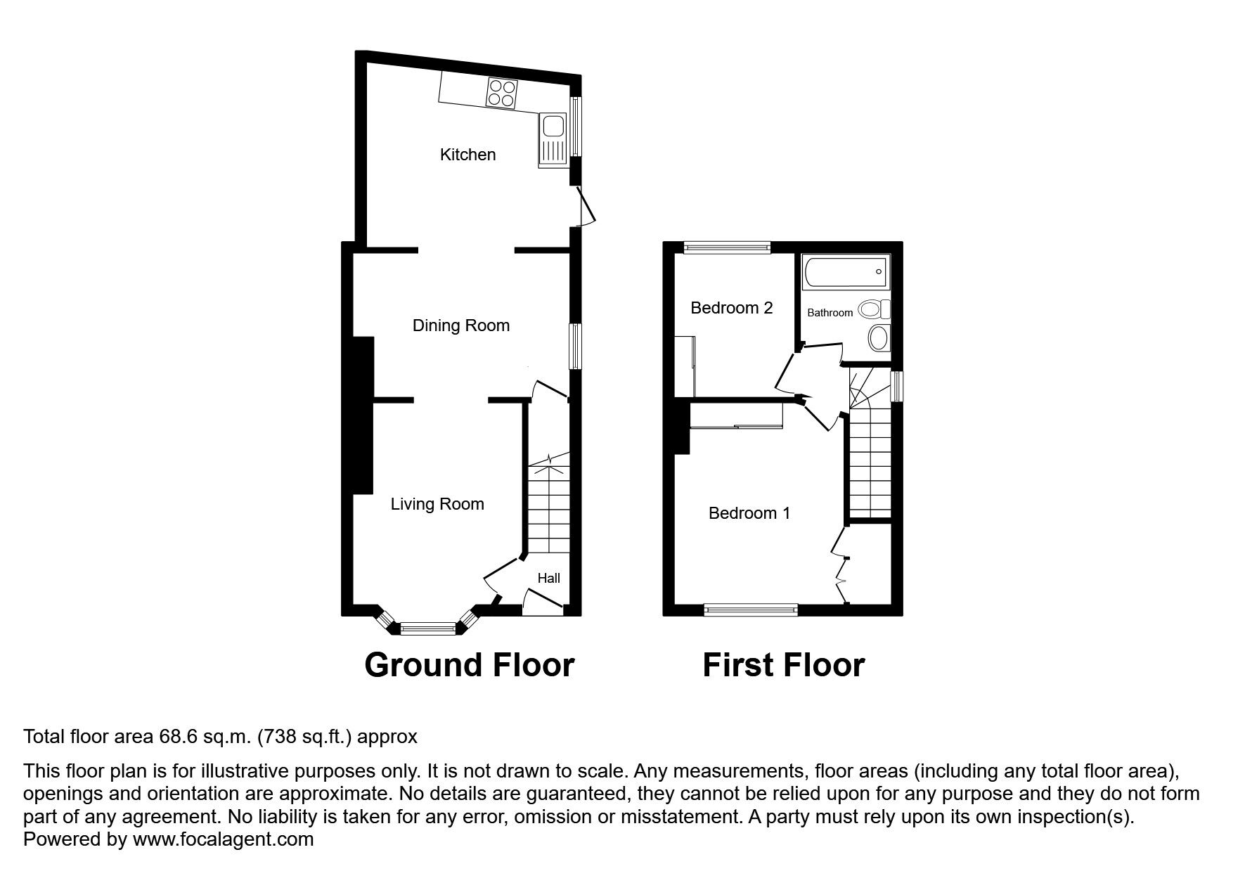 Floorplan of 2 bedroom Semi Detached House to rent, Dean Road, Hampton, Middlesex, TW12