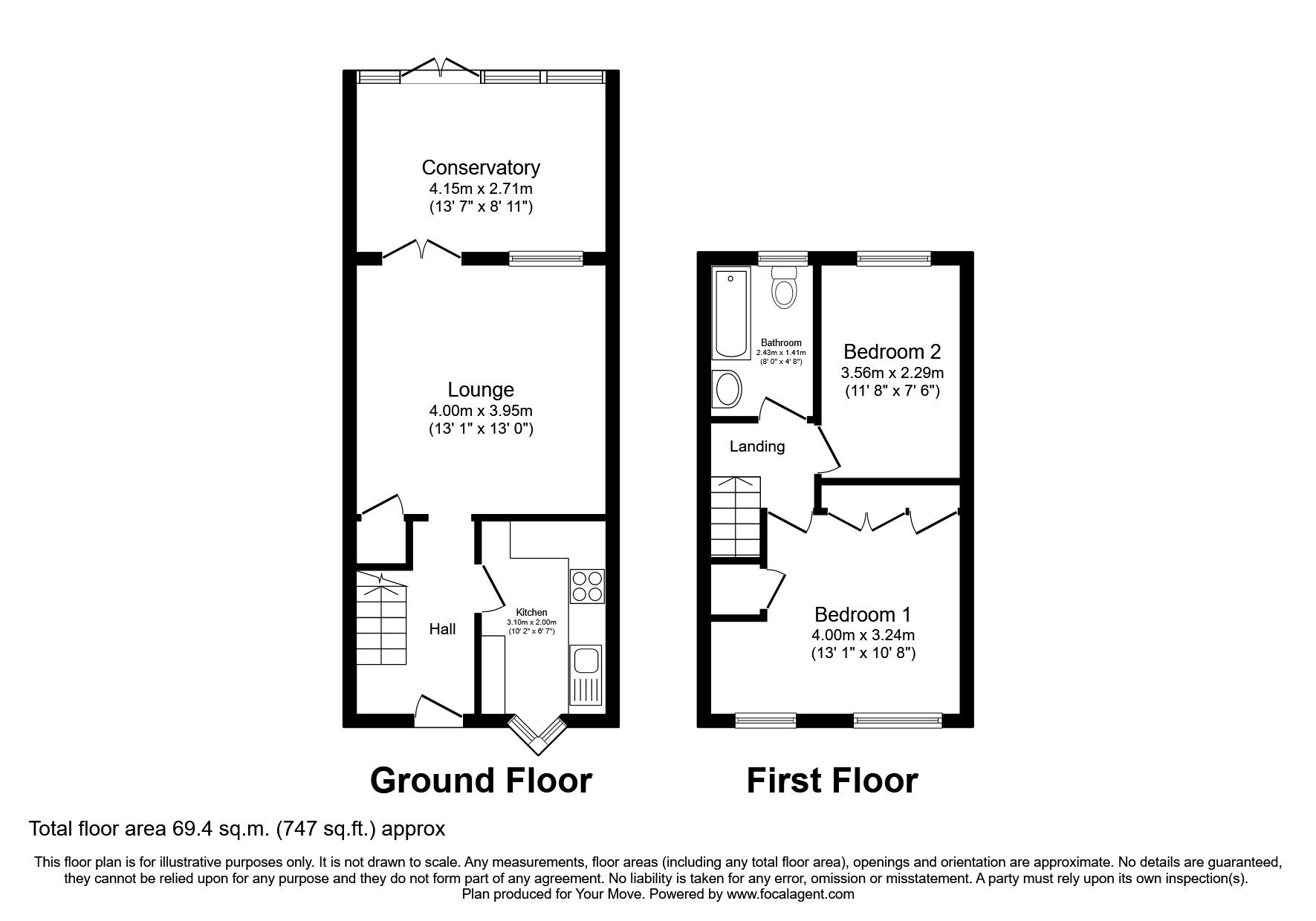 Floorplan of 2 bedroom  House to rent, Warspite Close, Portsmouth, PO2