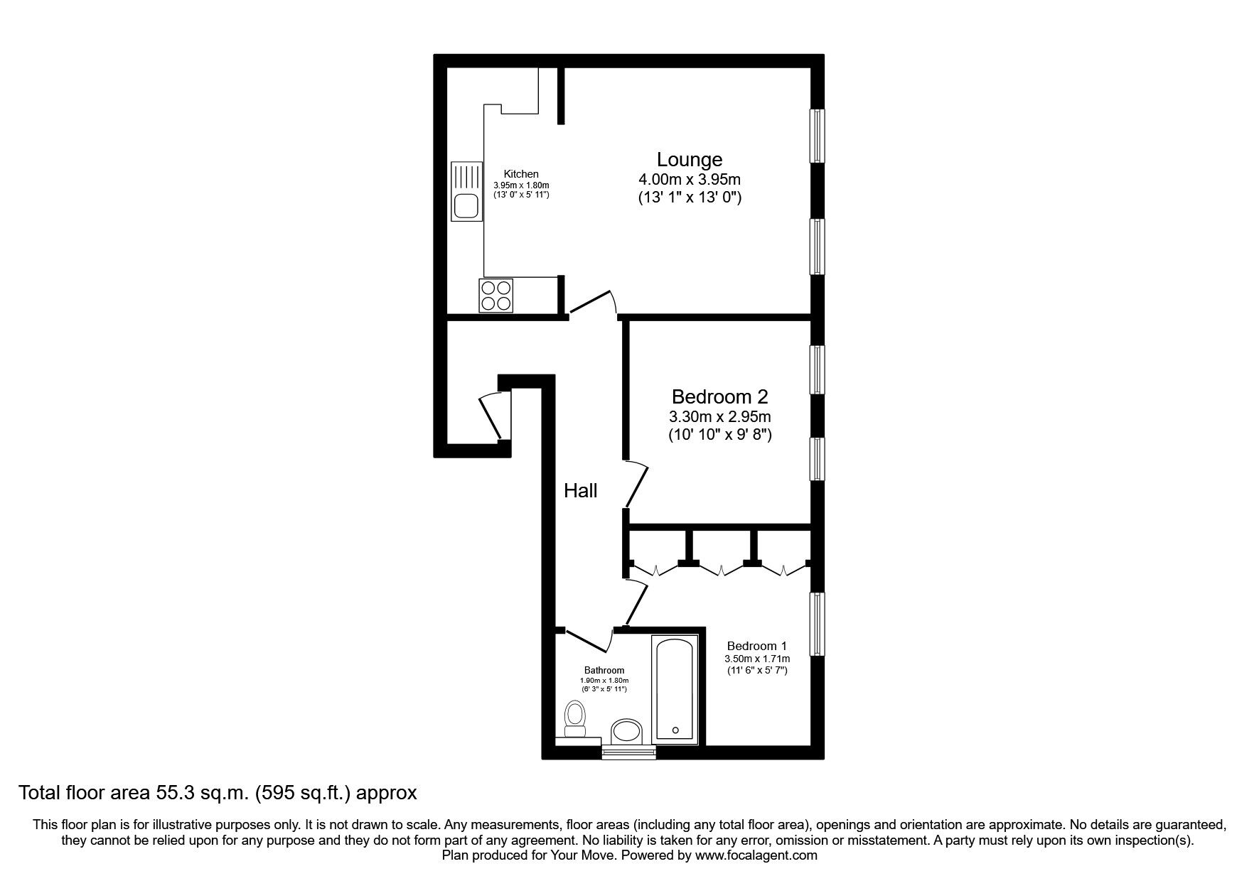 Floorplan of 2 bedroom  Flat to rent, Cottage Grove, Southsea, Hampshire, PO5