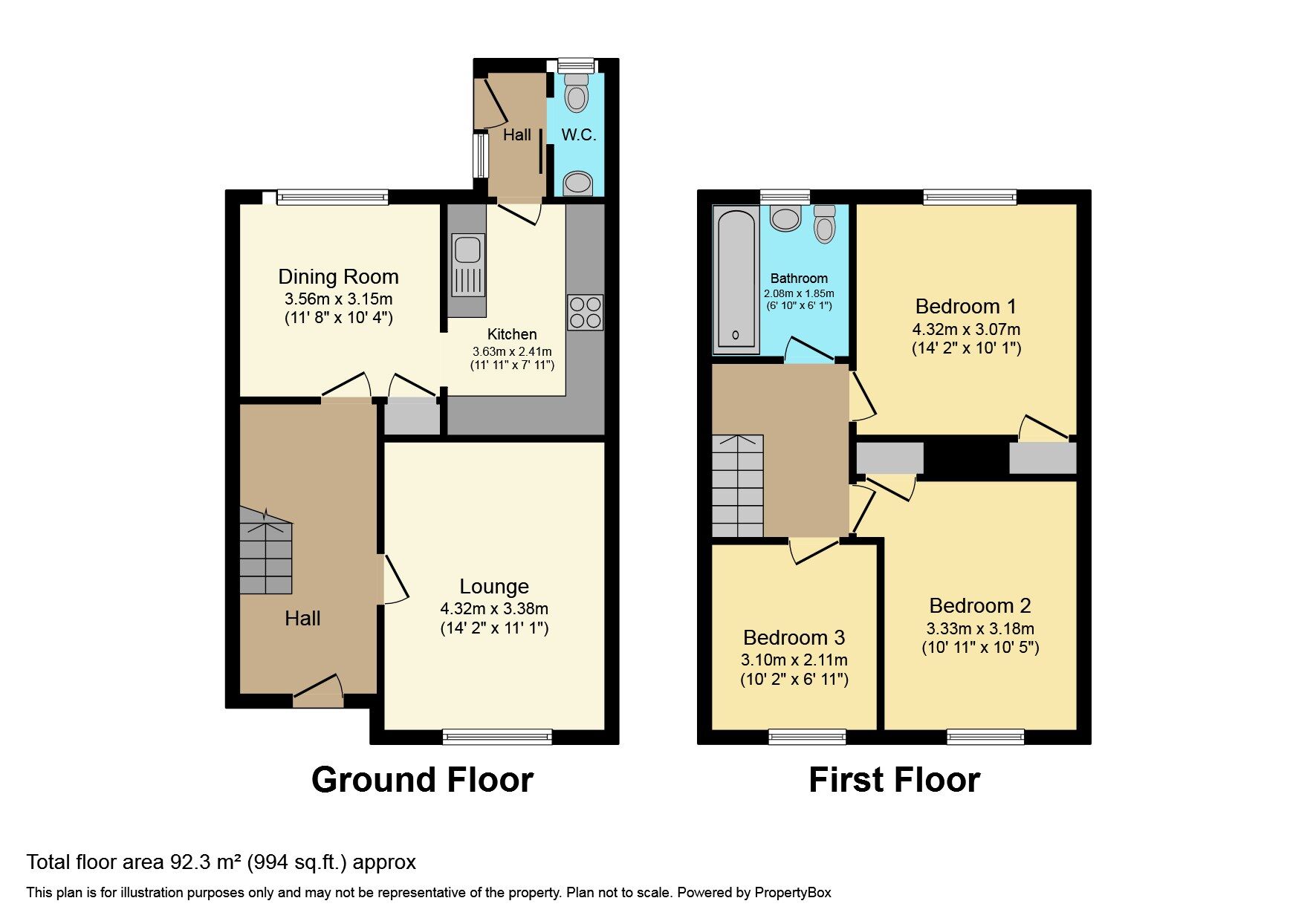 Floorplan of 3 bedroom Mid Terrace House for sale, Mayo Close, Portsmouth, Hampshire, PO1