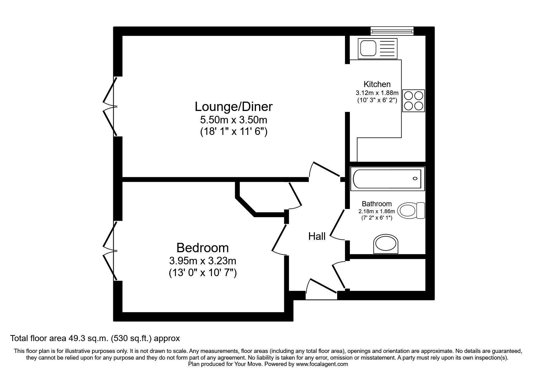 Floorplan of 1 bedroom  Flat to rent, Lion House, Lion Terrace, Hampshire, PO1