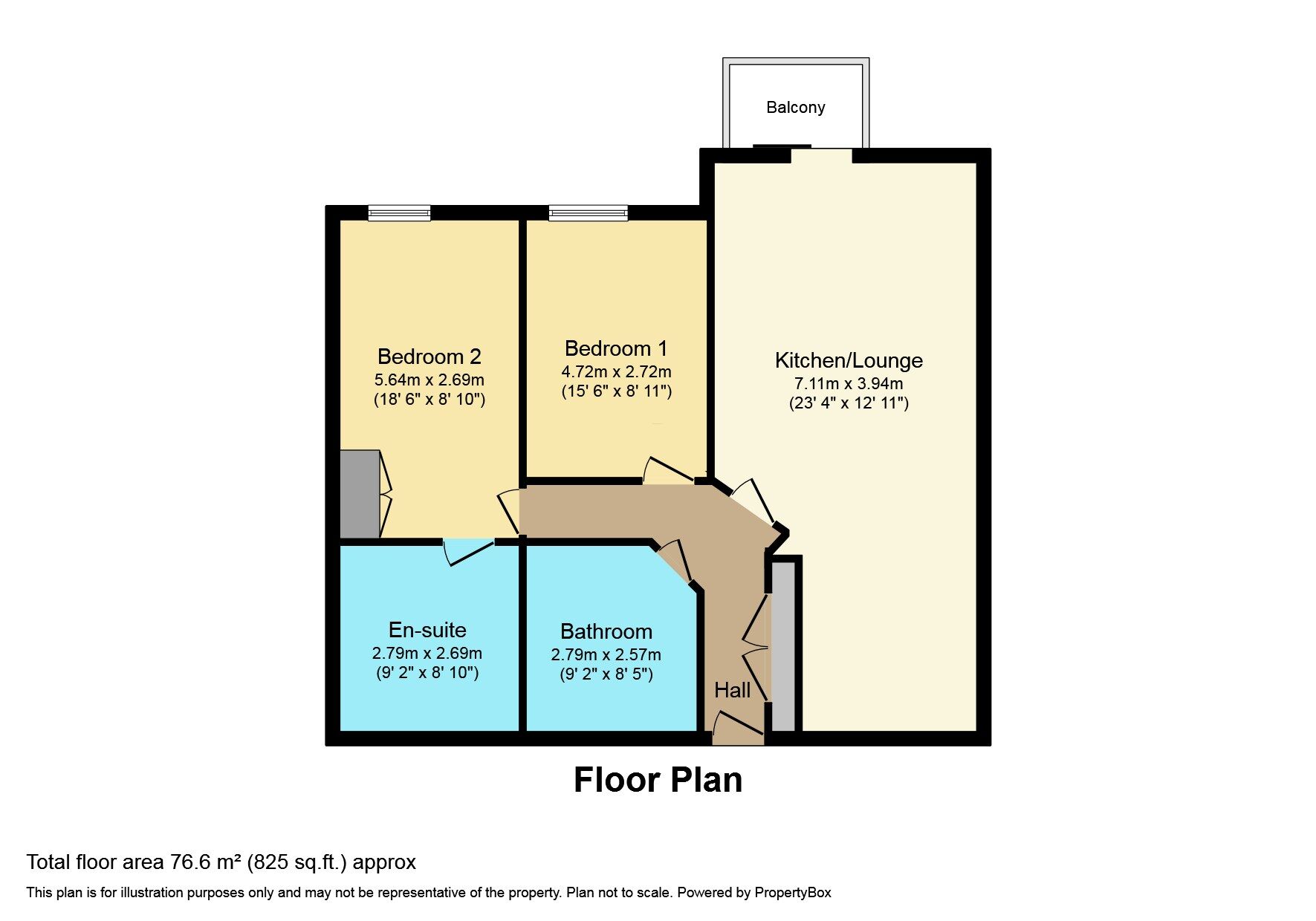 Floorplan of 2 bedroom  Flat for sale, Fratton Way, Southsea, Hampshire, PO4