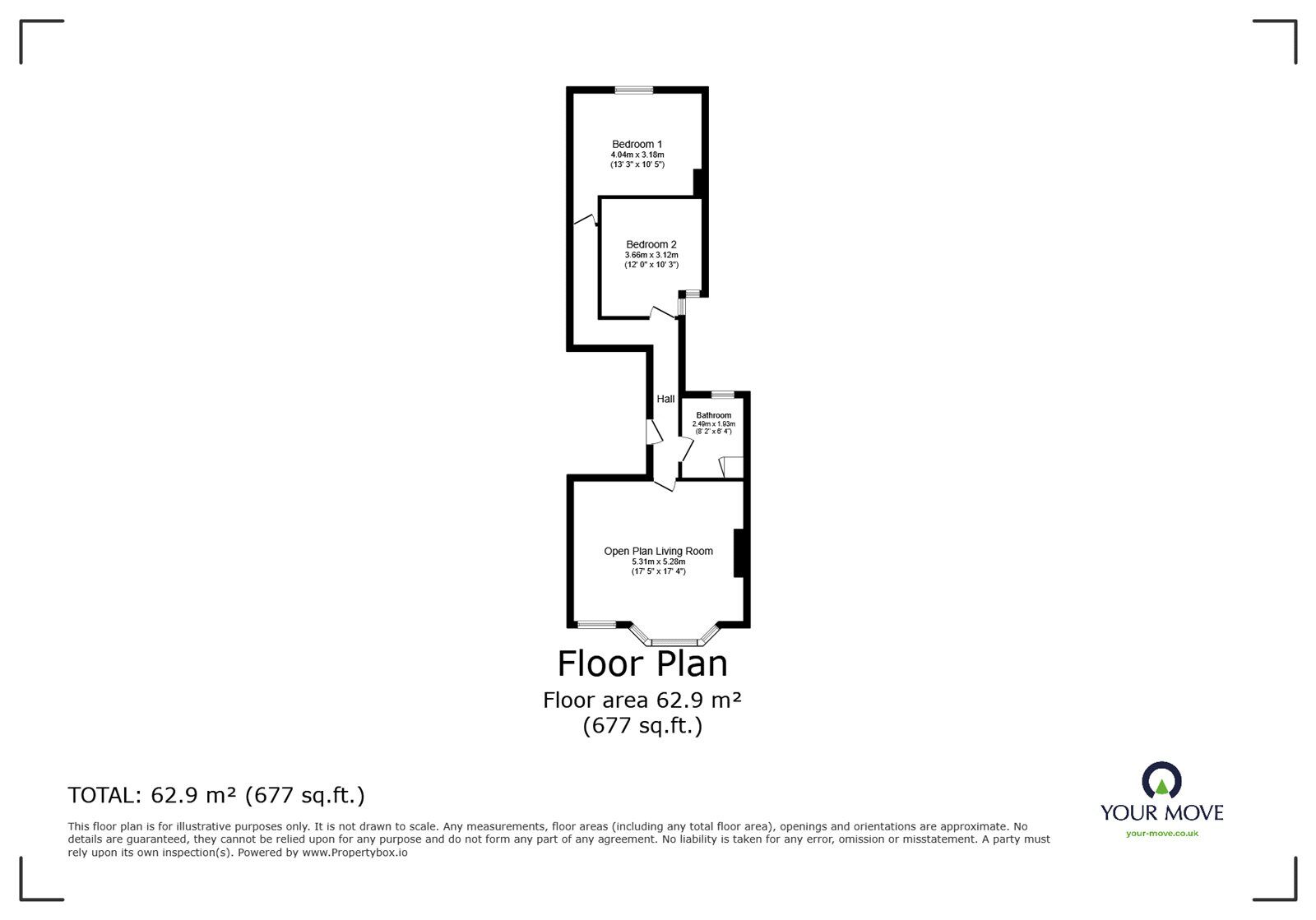 Floorplan of 2 bedroom  Flat for sale, Livingstone Road, Southsea, Hampshire, PO5