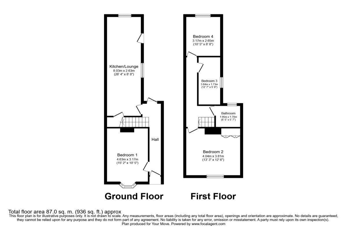 Floorplan of 4 bedroom  House to rent, Orchard Road, Southsea, Hampshire, PO4